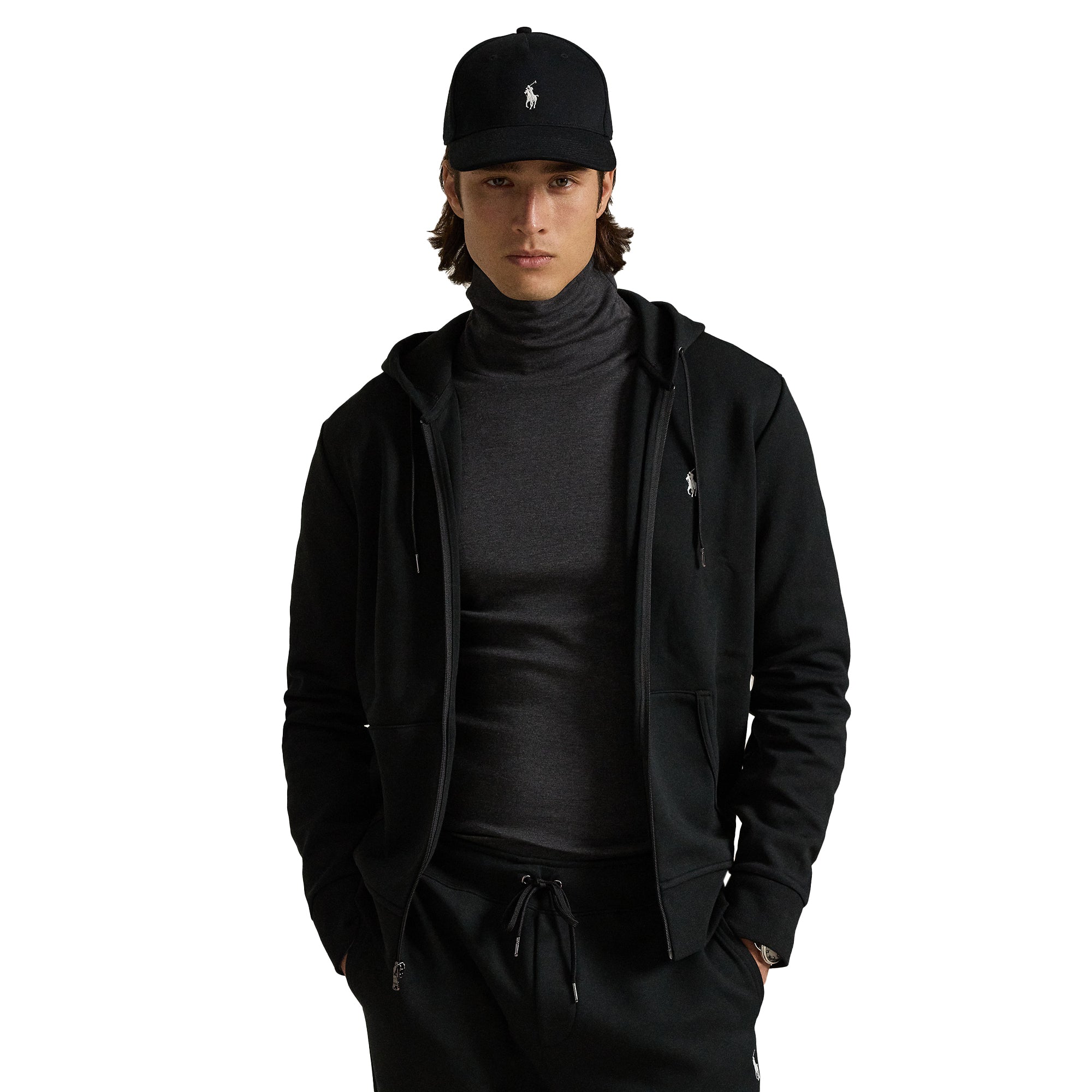 Polo Ralph Lauren Double Knit Full Zip Hoodie - Black 001