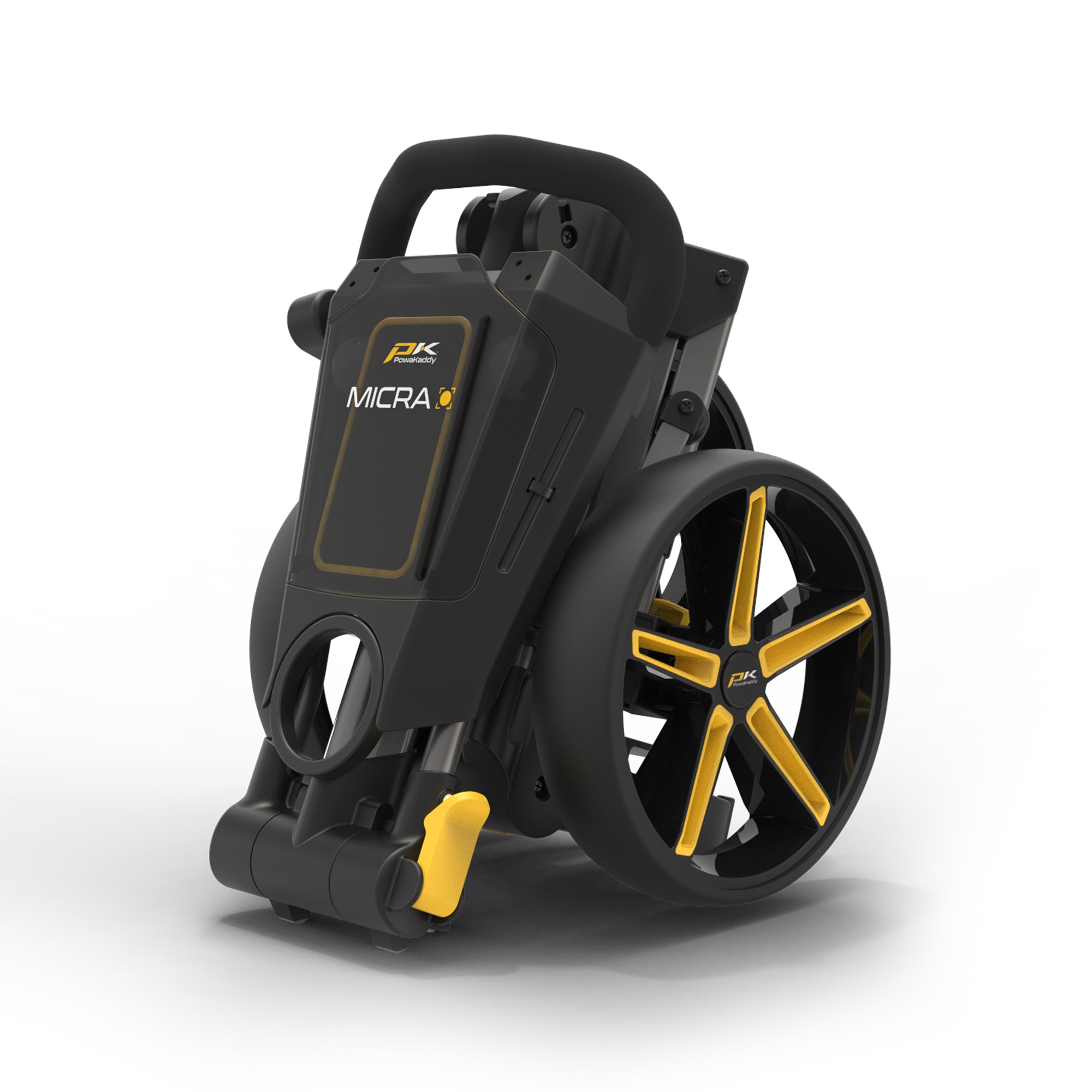 PowaKaddy Micra Push Cart Trolley Gunmetal/Yellow 
