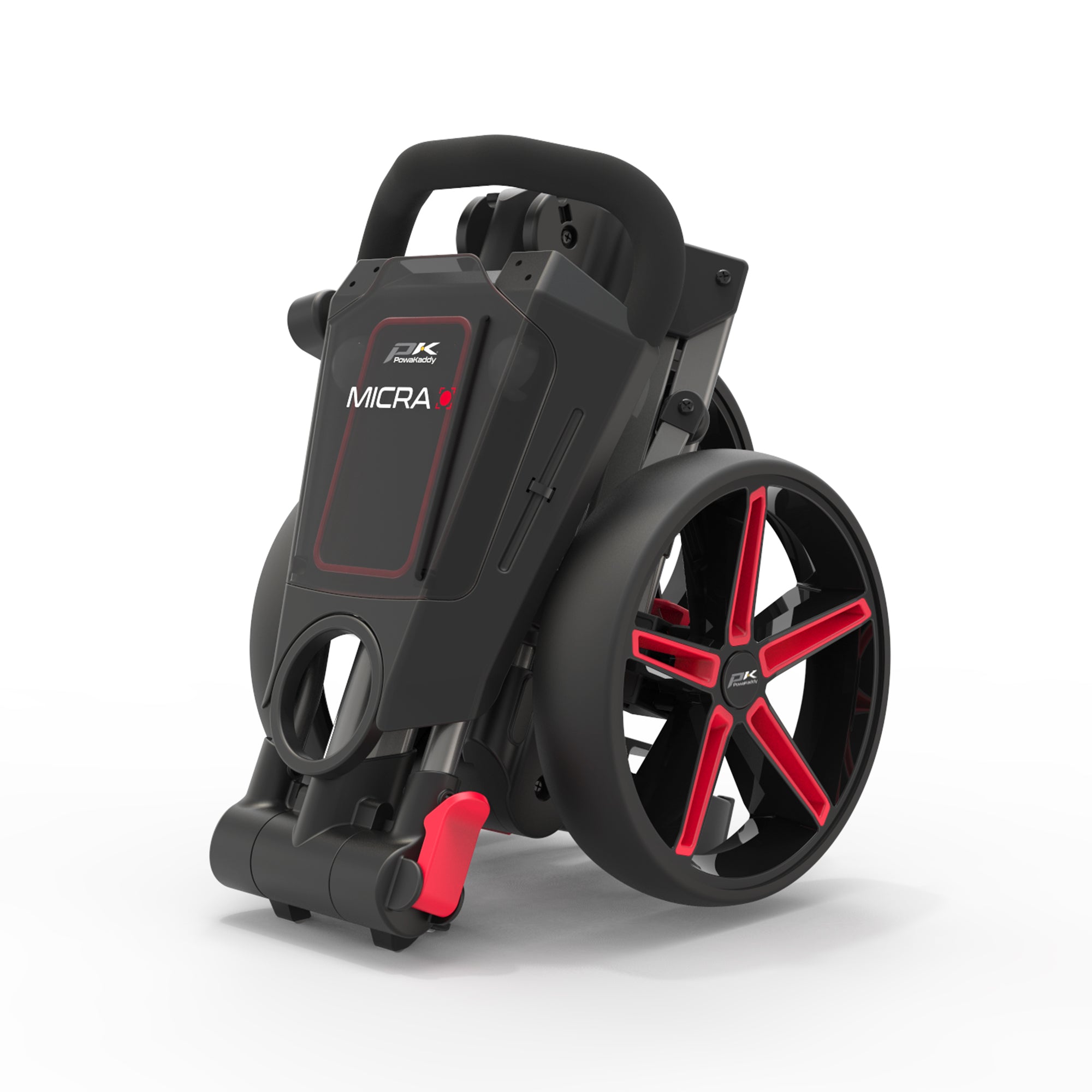 PowaKaddy Micra Push Cart Trolley Gunmetal/Red