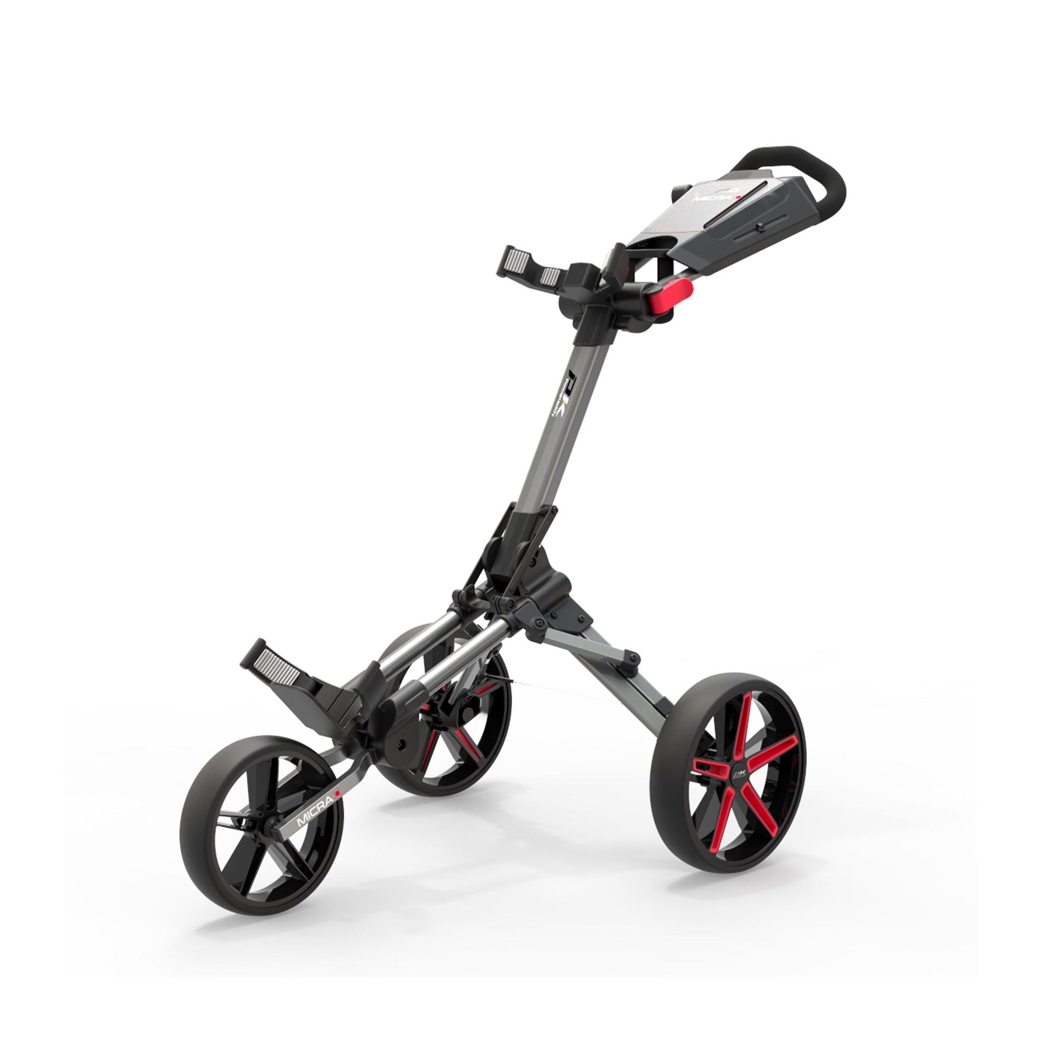 PowaKaddy Micra Push Cart Trolley Gunmetal/Red