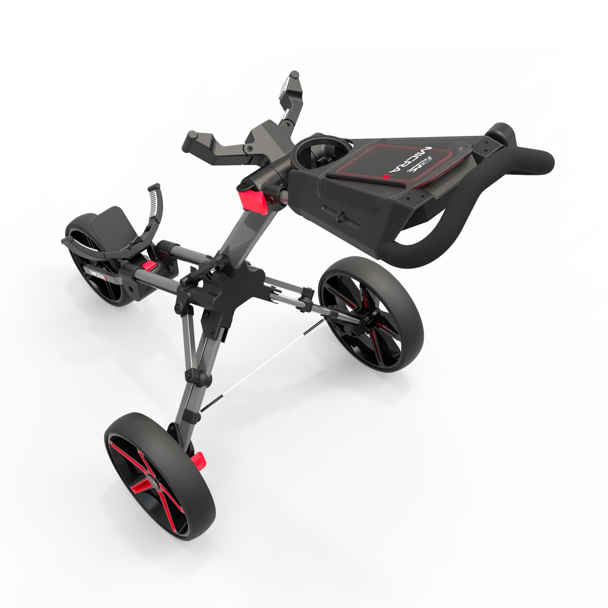 PowaKaddy Micra Push Cart Trolley Gunmetal/Red
