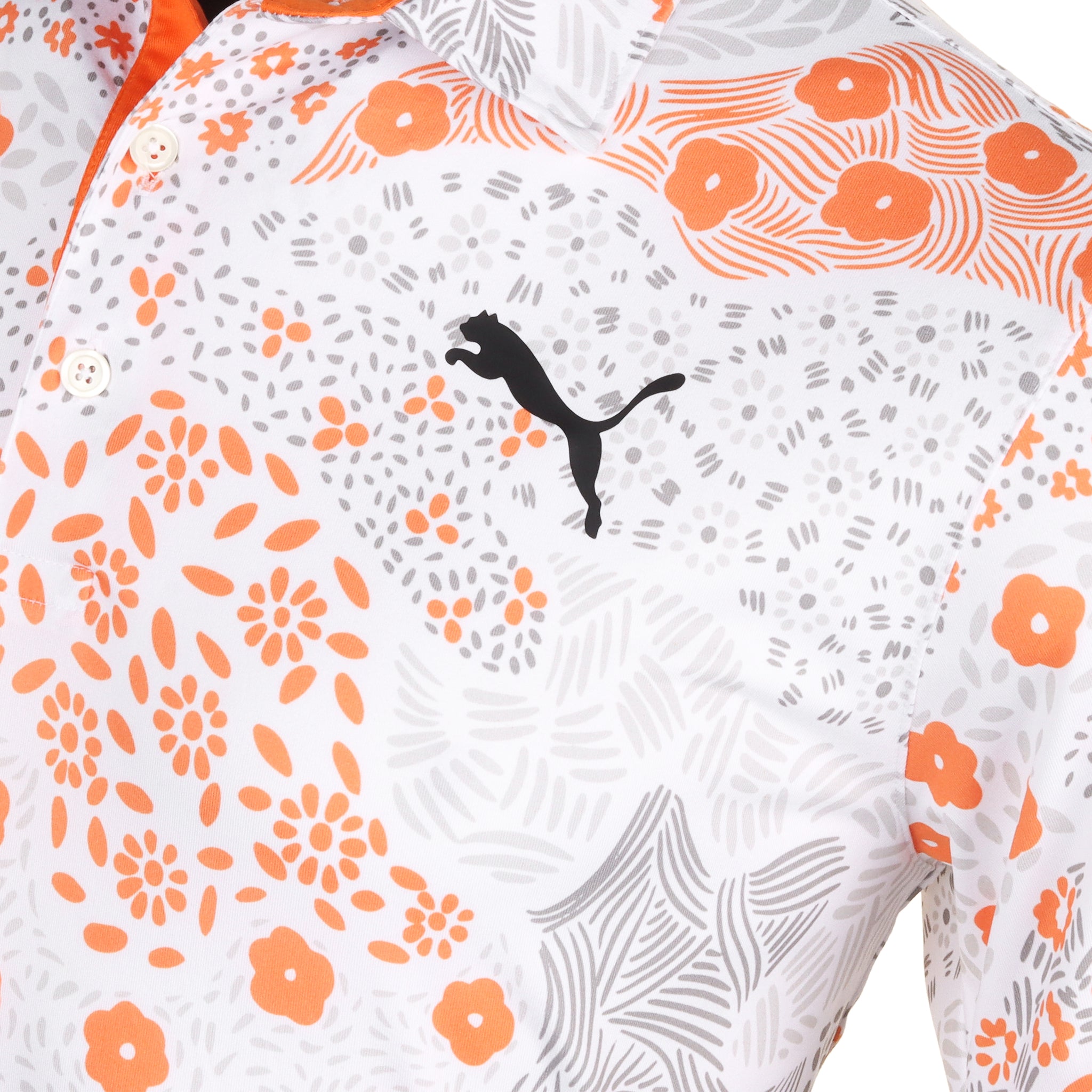 Puma Golf Bloom Polo Shirt White Glow/Rickie Orange 04