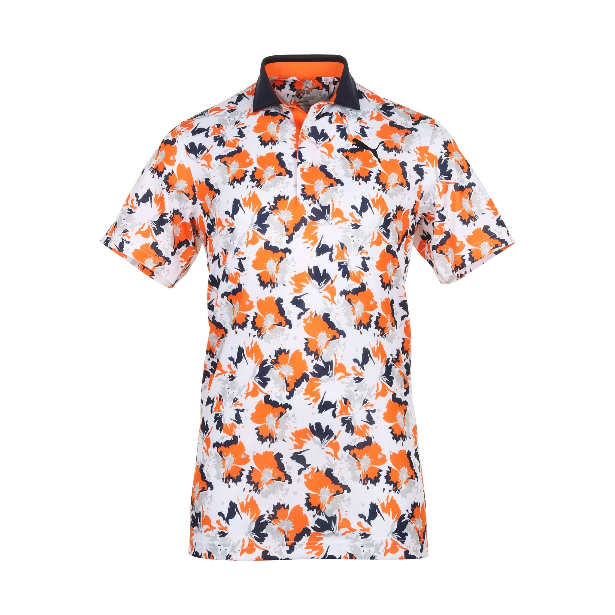 Puma Golf Borrego Pique Polo Shirt 626991 White Glow Rickie Orange 05 Function18