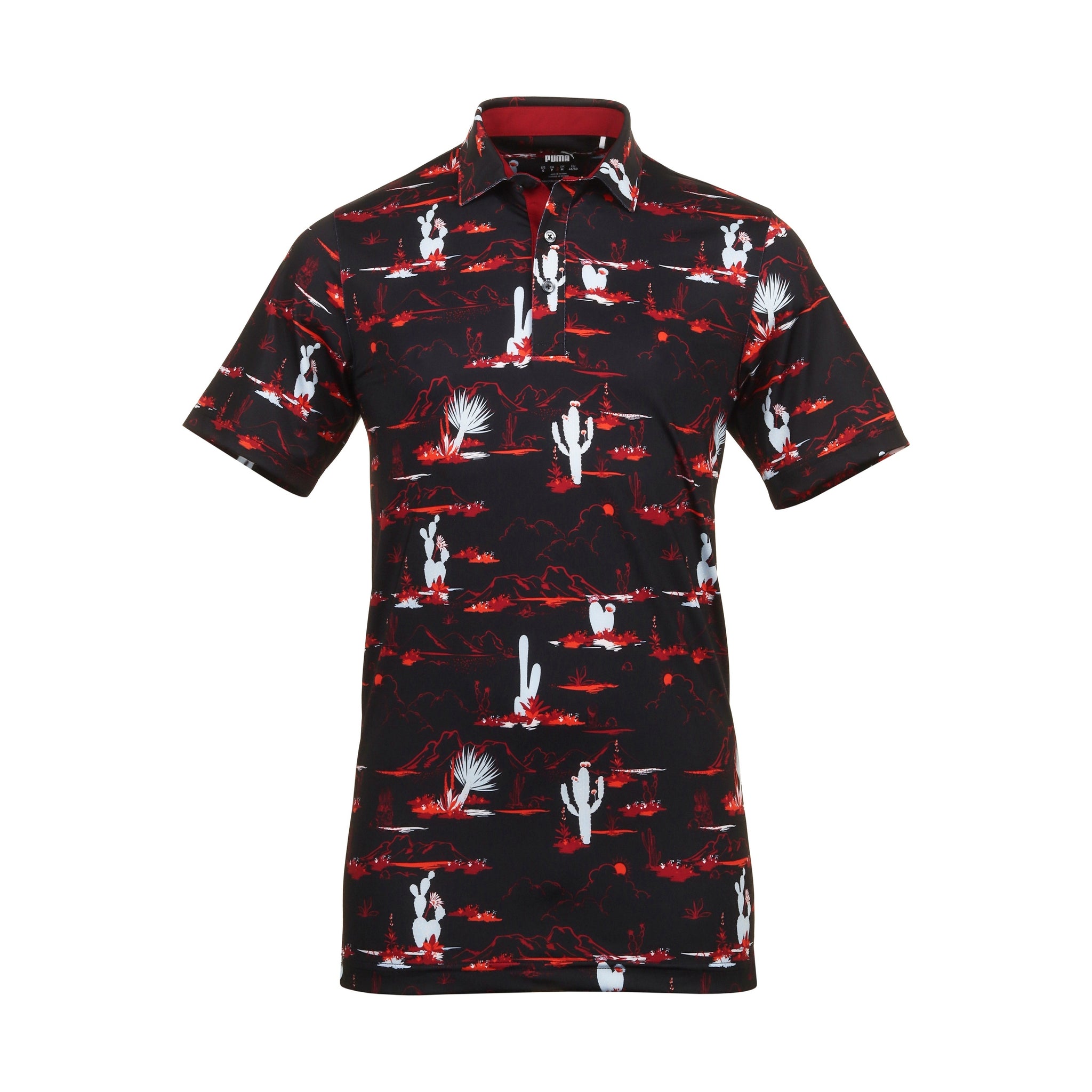 Puma Golf Bushland Polo Shirt Puma Black/Intense Red 01