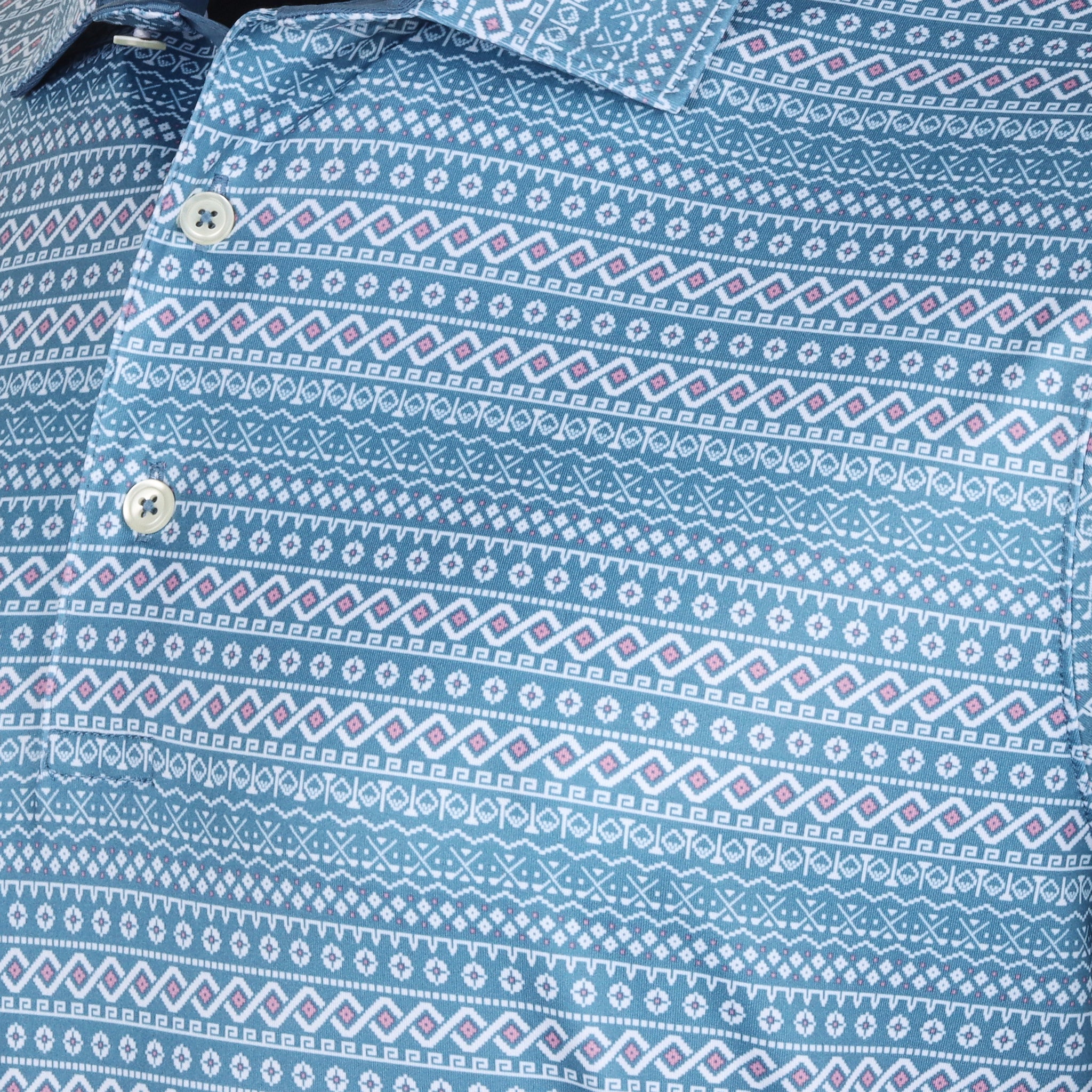Puma Golf Fair Isle Micro Print Polo Shirt Blue Horizon/White Glow 02