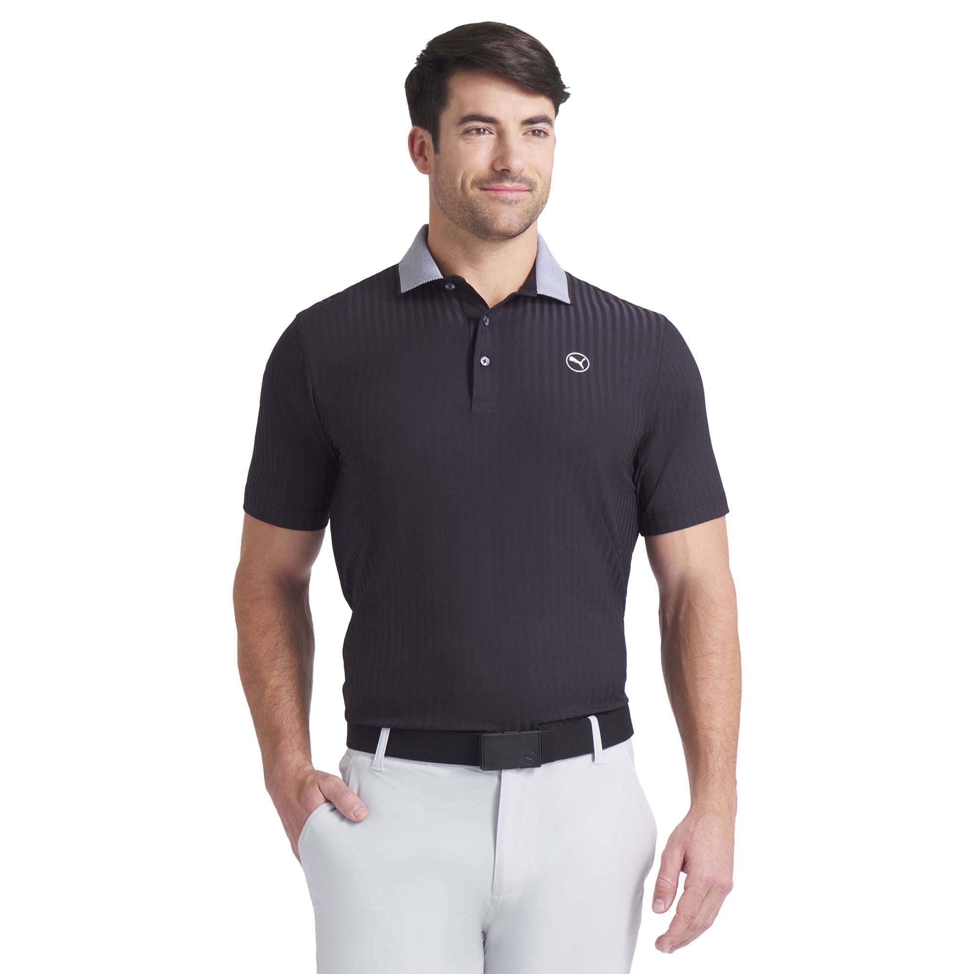 Puma Golf MATTR Stripe Jacquard Polo Shirt - Ruby Shimmer 02