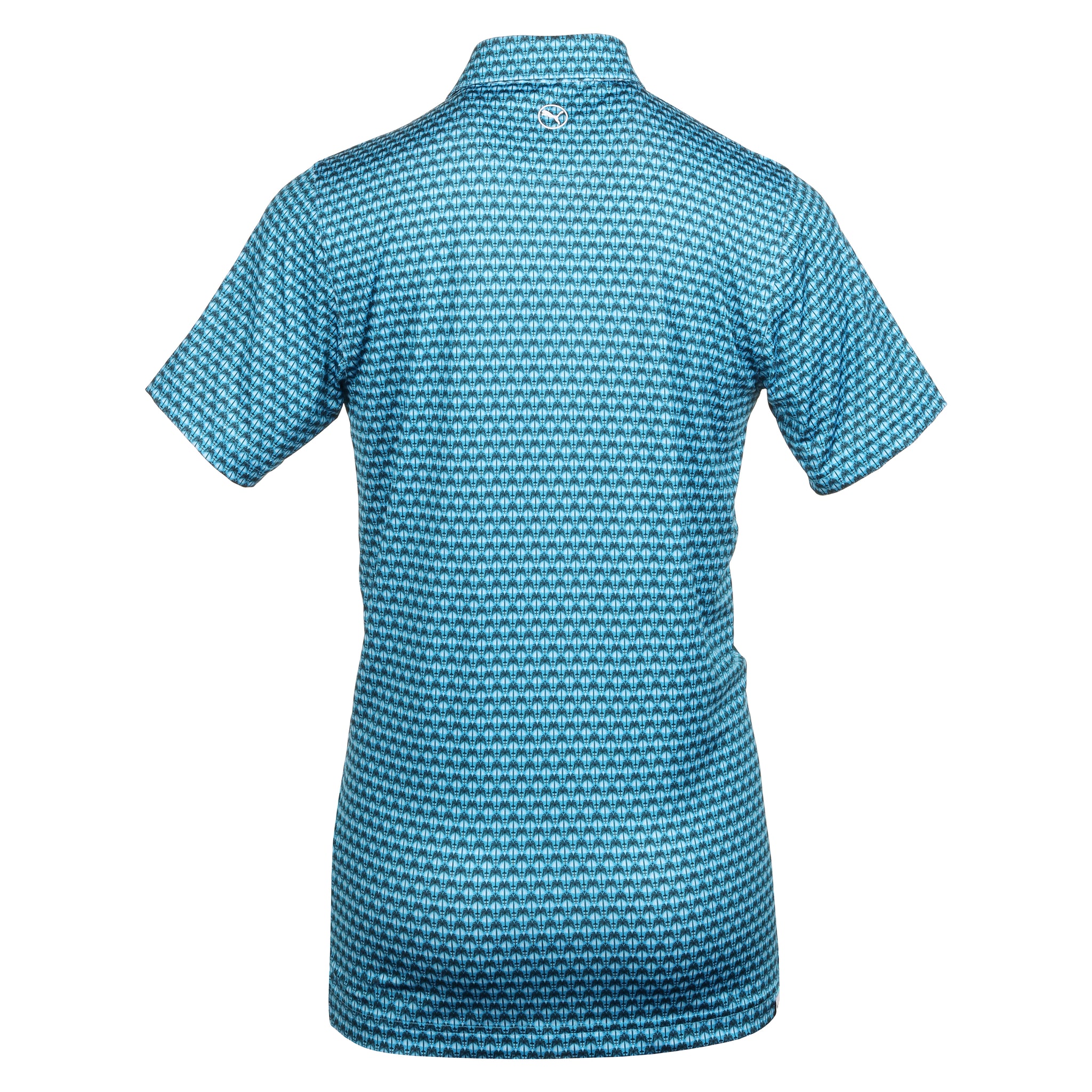 Puma Golf Palm Deco Polo Shirt Aqua Blue/Puma Black 03