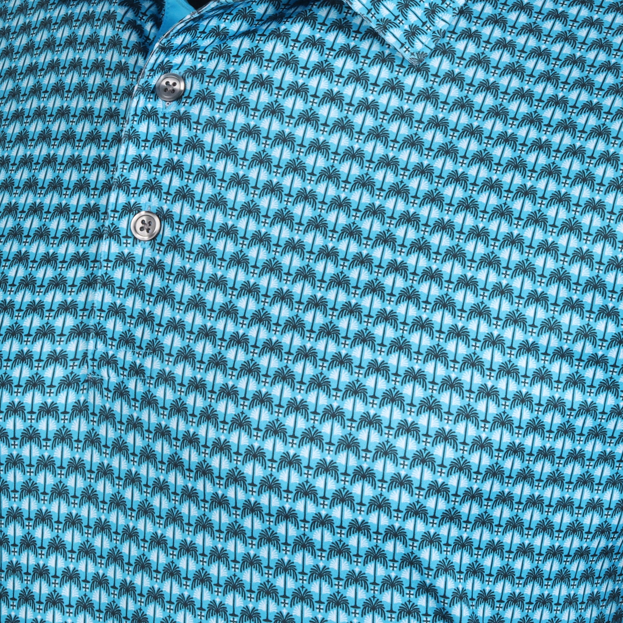 Puma Golf Palm Deco Polo Shirt Aqua Blue/Puma Black 03