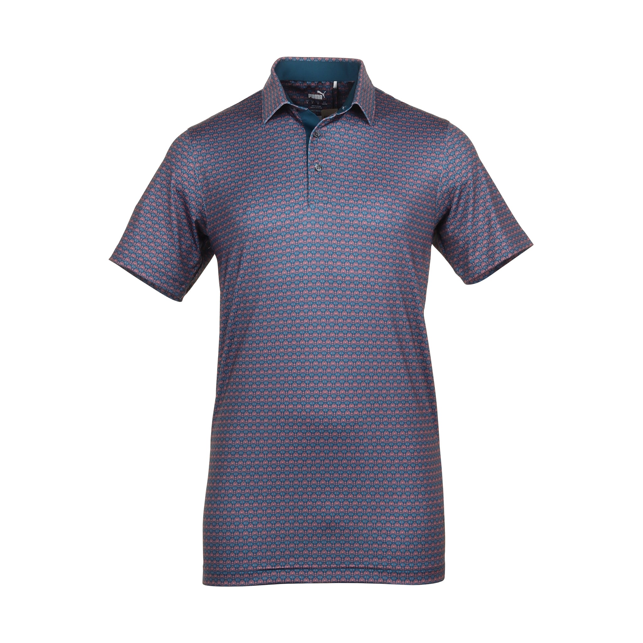 Puma Golf Palm Deco Polo Shirt Ocean Tropic/Melon Punch 05