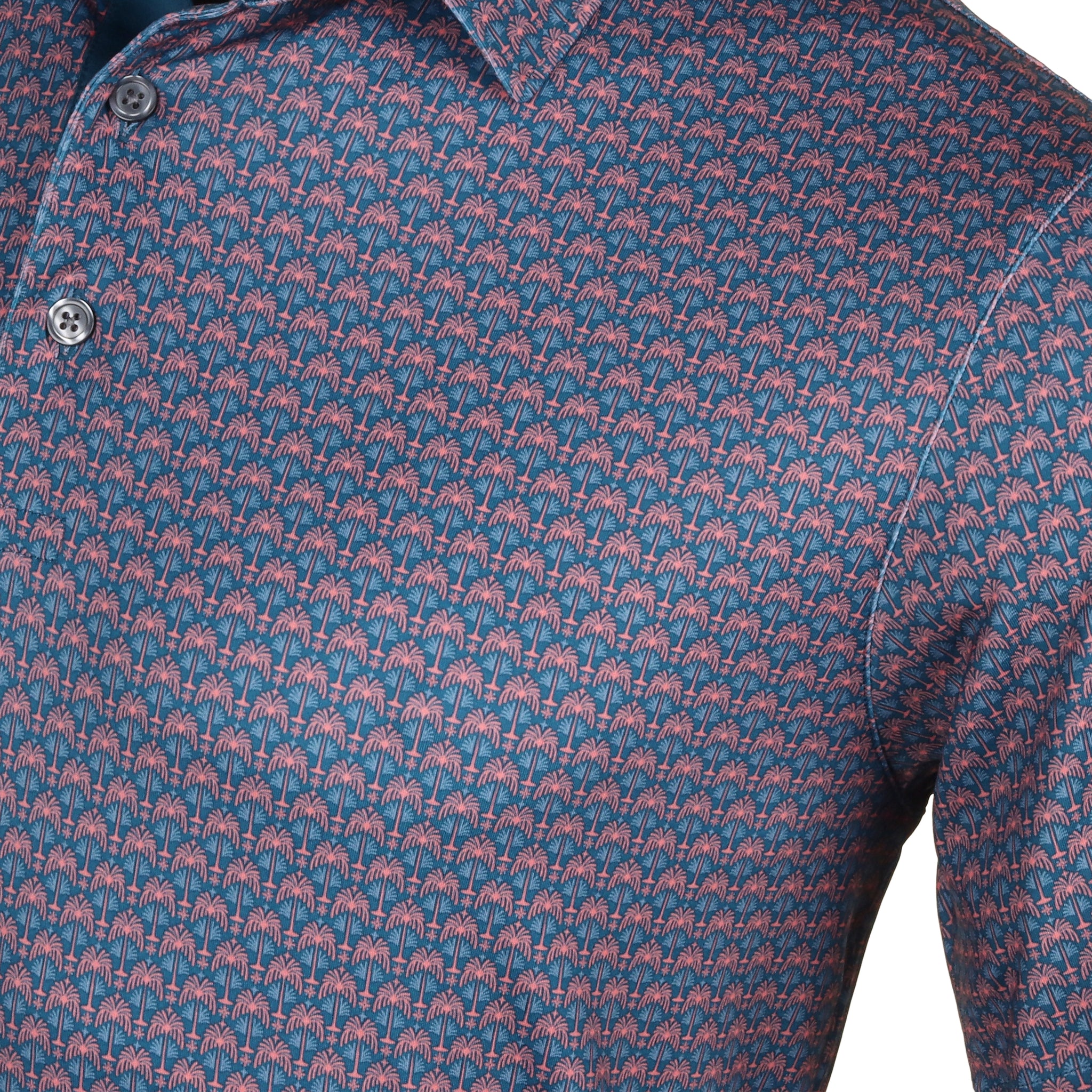 Puma Golf Palm Deco Polo Shirt Ocean Tropic/Melon Punch 05