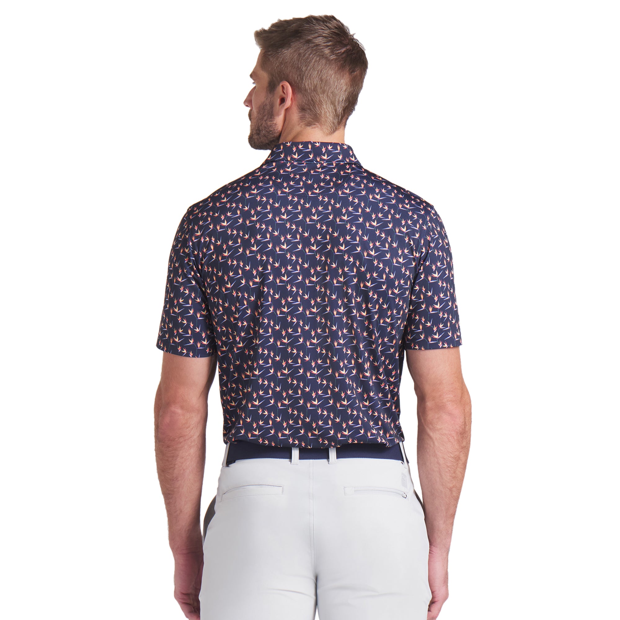 Puma Golf Paradise Polo Shirt Deep Navy/Sunny Yellow 01