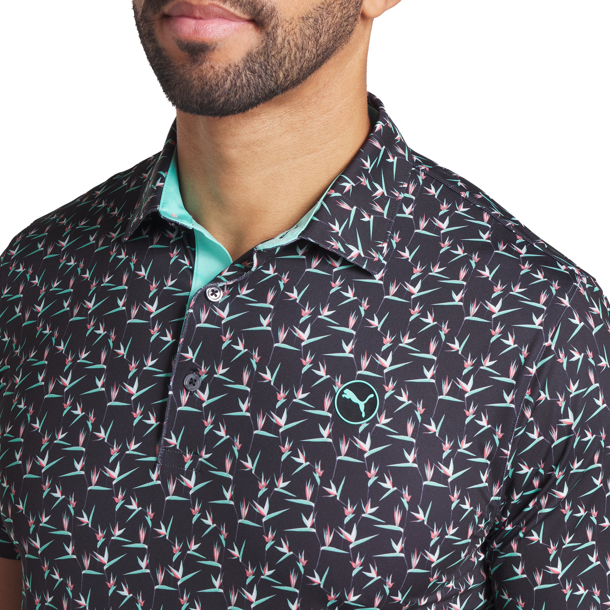 Puma Golf Paradise Polo Shirt Puma Black/Aquatic 03
