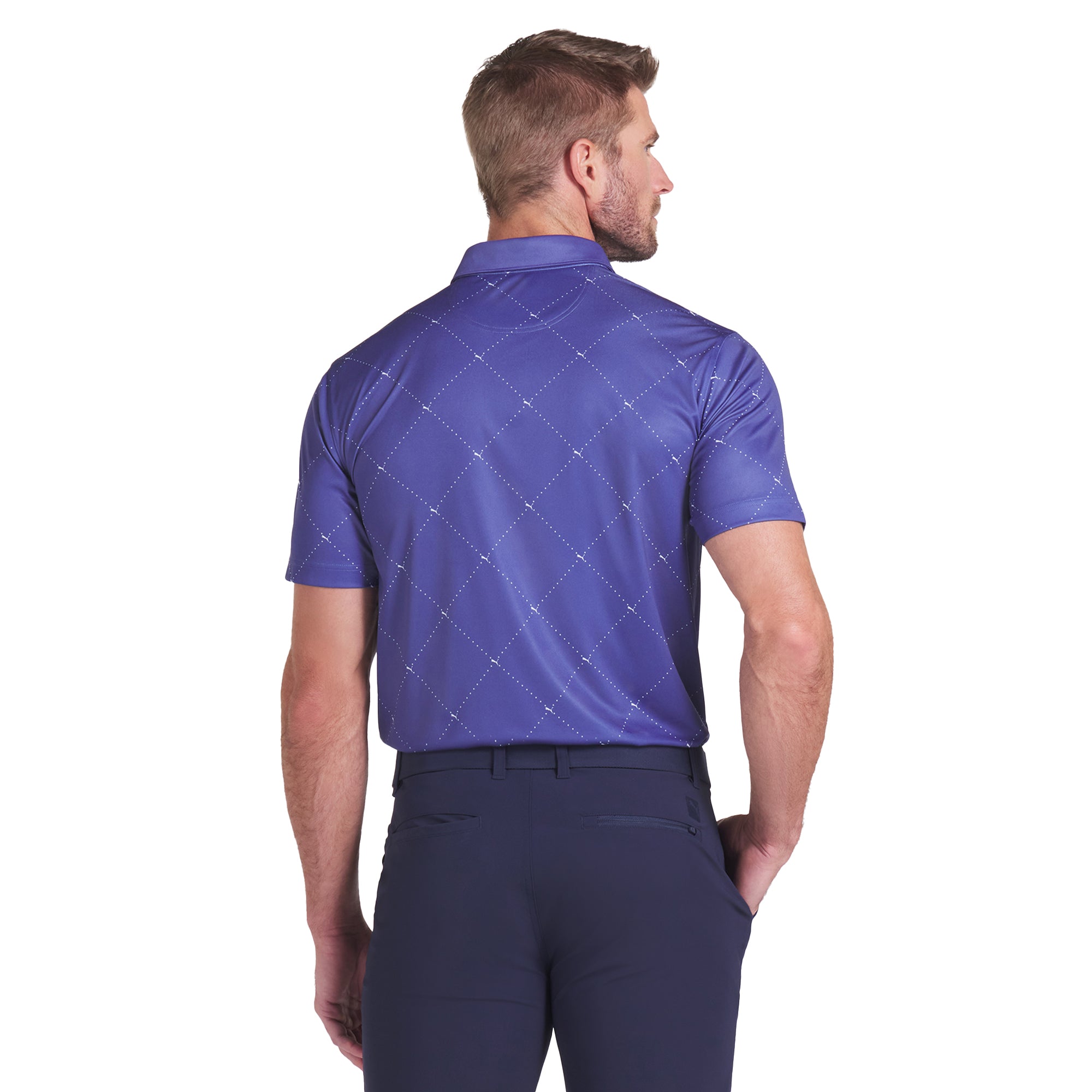 Puma Golf Pure 2.0 Argyle Polo Shirt Blue Crystal/White Glow 03