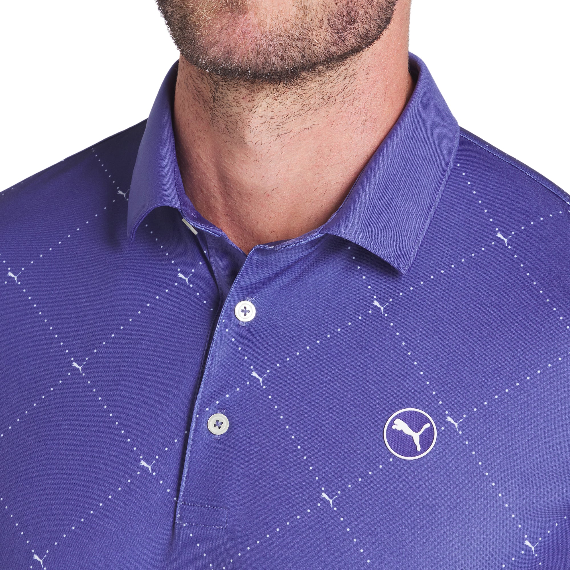 Puma Golf Pure 2.0 Argyle Polo Shirt Blue Crystal/White Glow 03