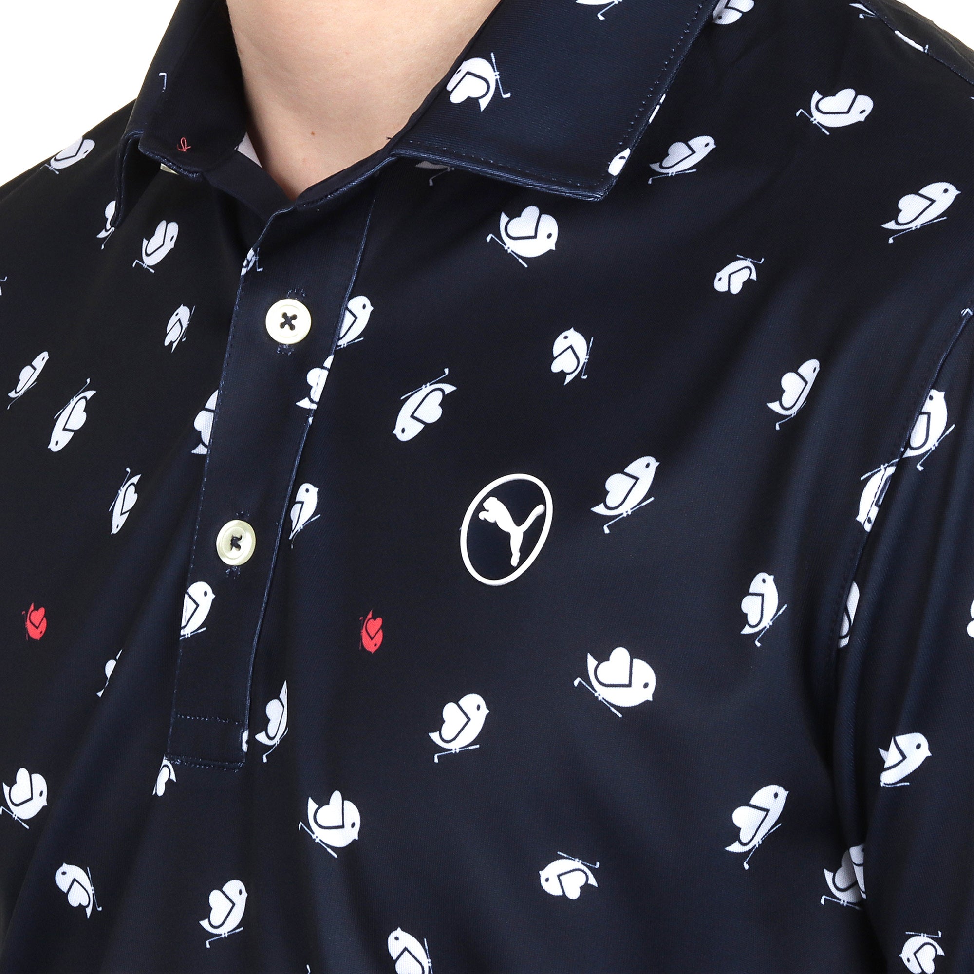 Puma Golf Pure 2.0 Birdies Polo Shirt Deep Navy/White Glow 01