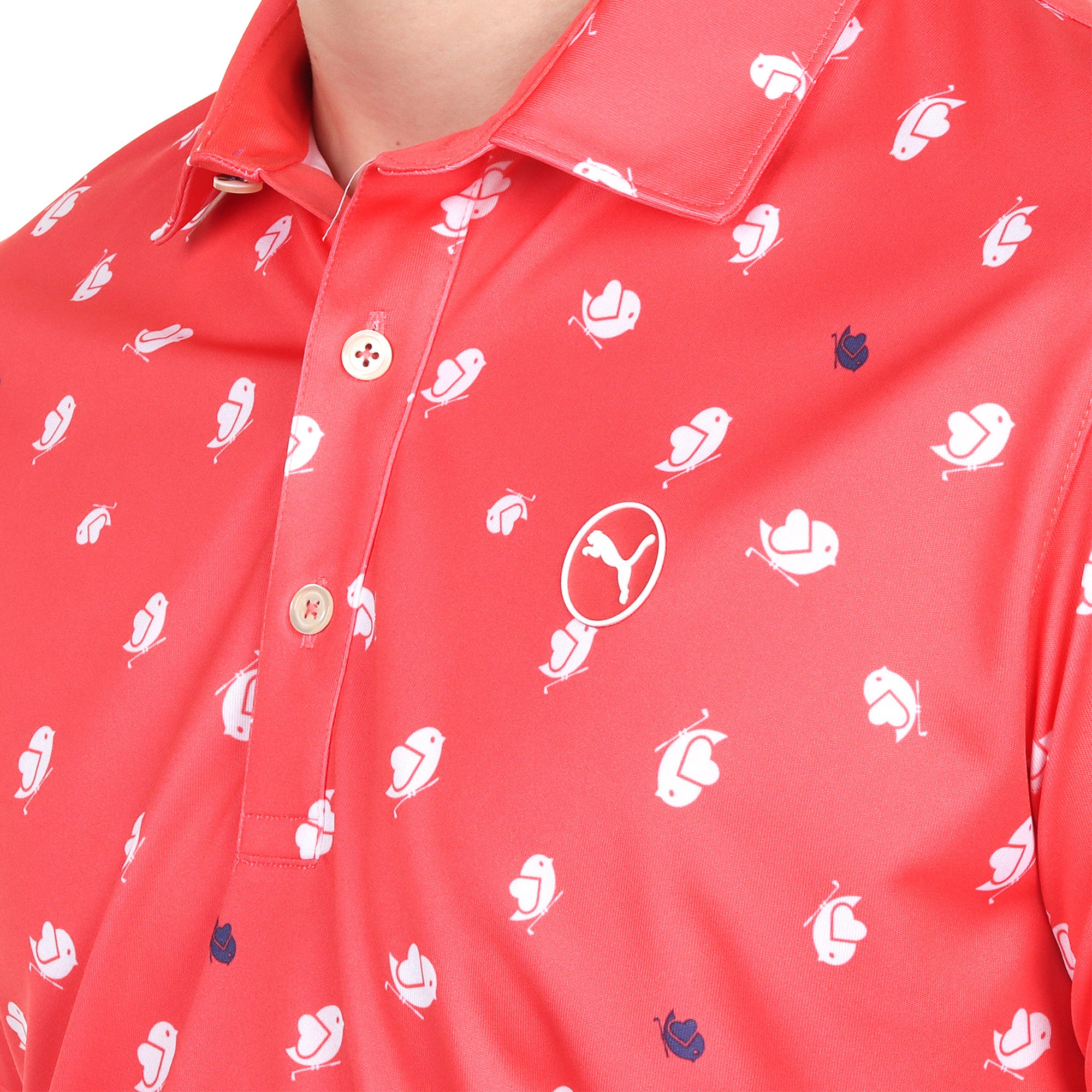 Puma Golf Pure 2.0 Birdies Polo Shirt Peach Frost/White Glow 02