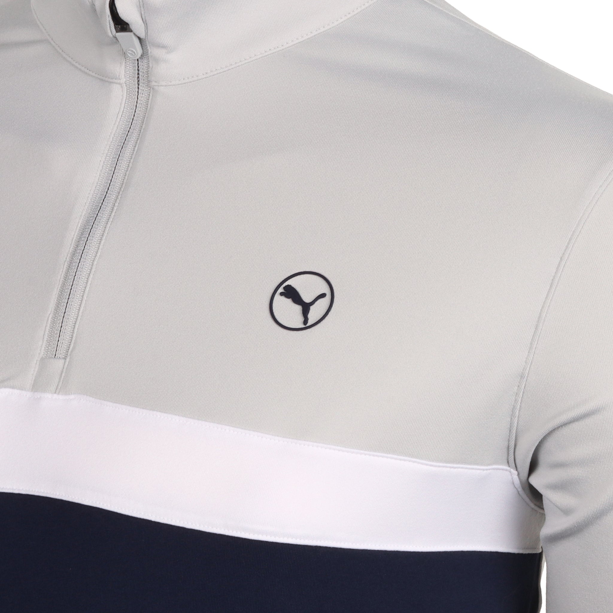 Puma Golf Pure Colourblock 1/4 Zip Ash Grey/Deep Navy 01