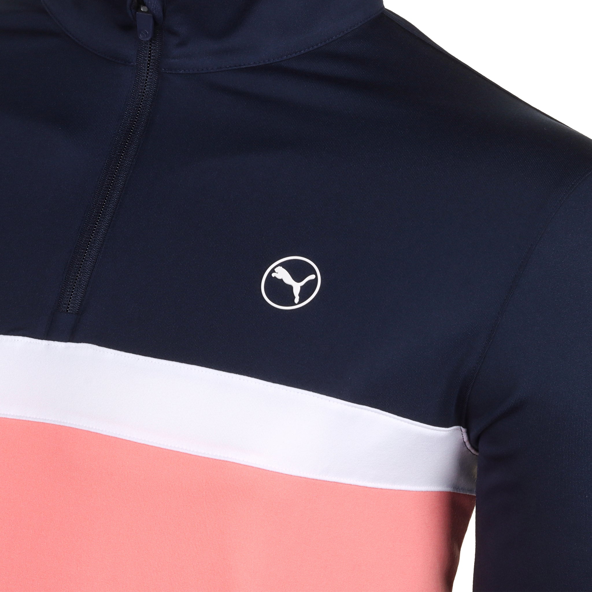 Puma Golf Pure Colourblock 1/4 Zip Deep Navy/Melon Punch 06
