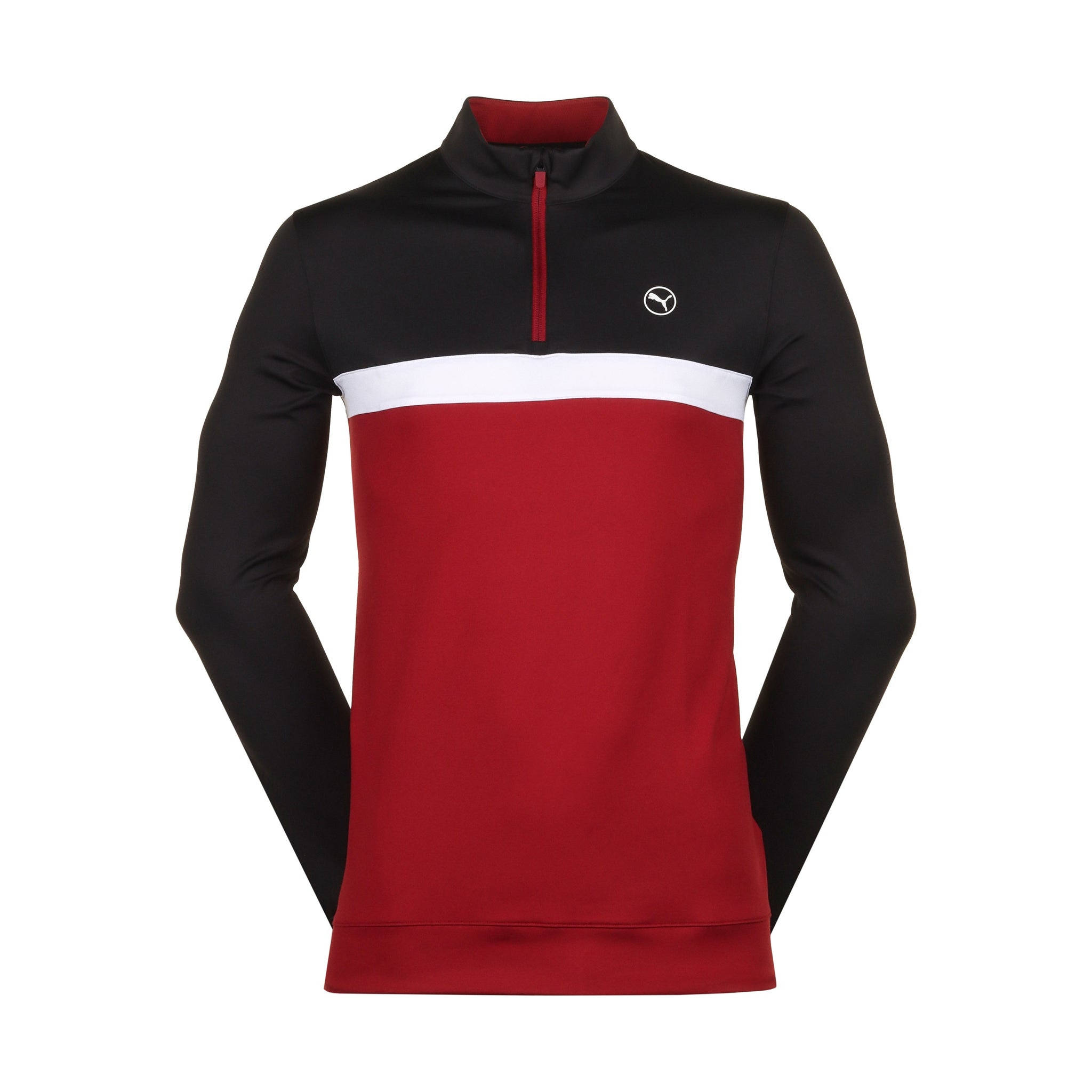 Puma Golf Pure Colourblock 1/4 Zip Puma Black/Intense Red 10