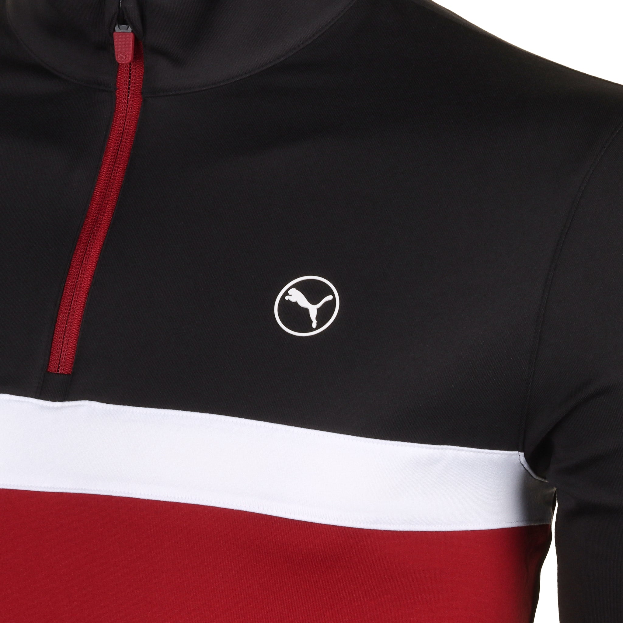Puma Golf Pure Colourblock 1/4 Zip Puma Black/Intense Red 10