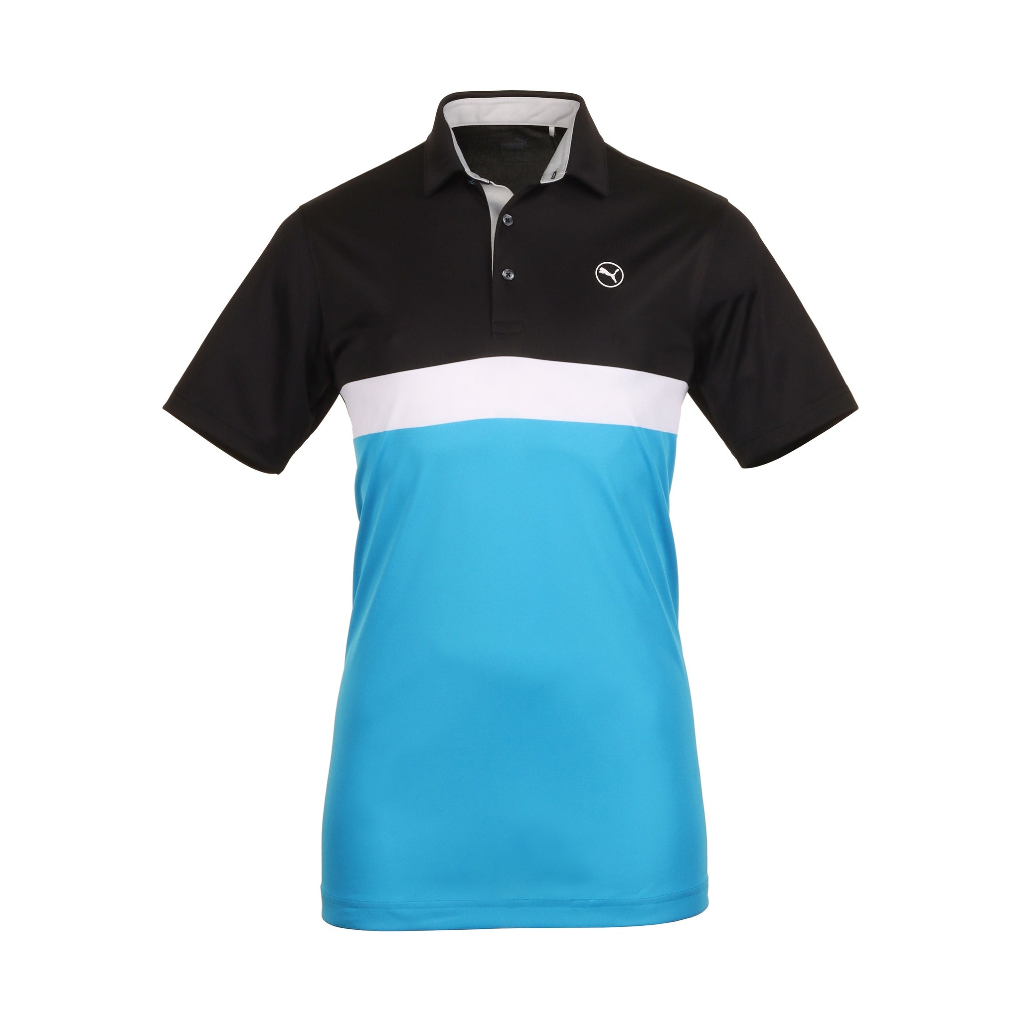 Puma Golf Pure Colourblock Polo Shirt Puma Black/Aqua Blue 01