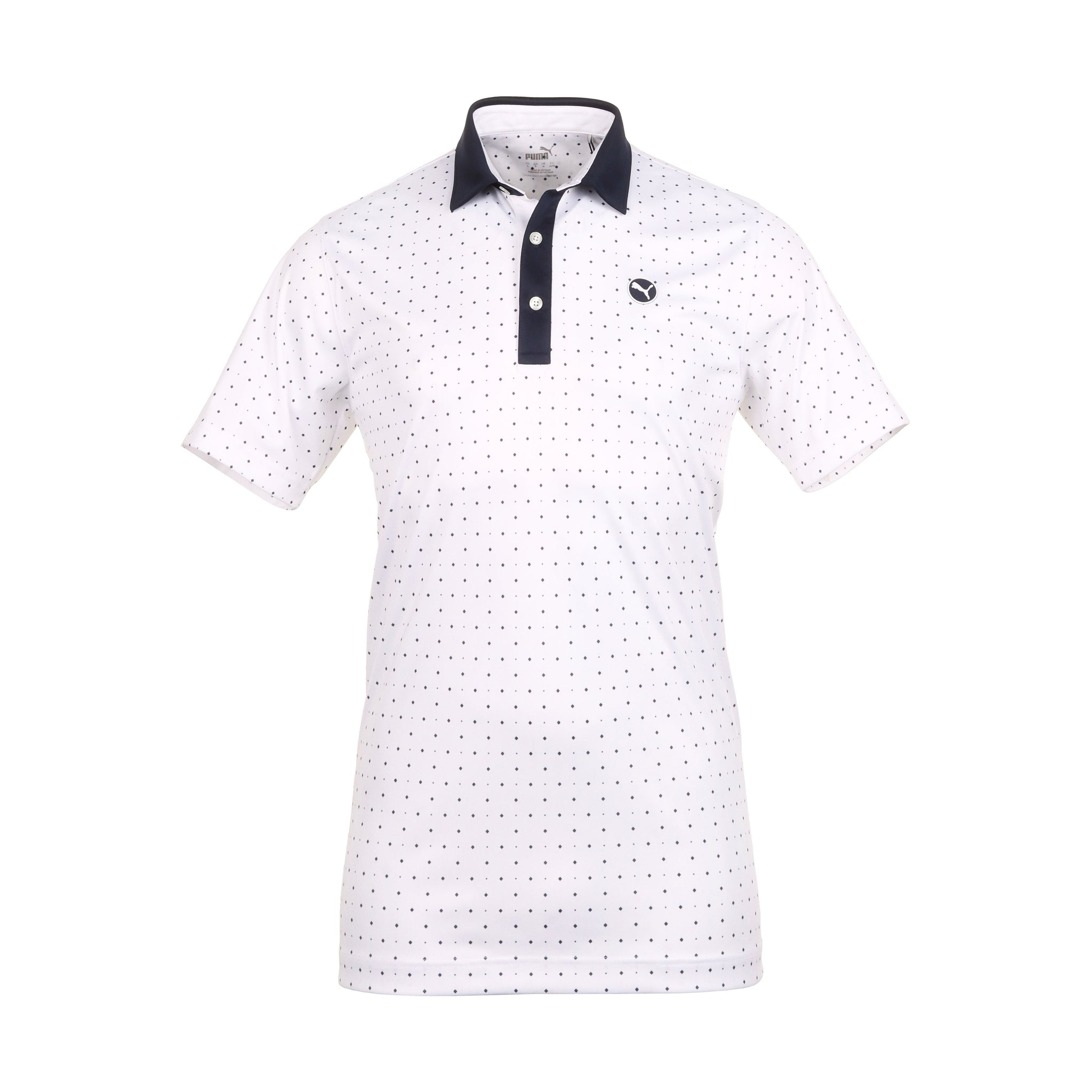 Puma Golf Pure Geo Polo Shirt 624474 White Glow Deep Navy 02 Function18