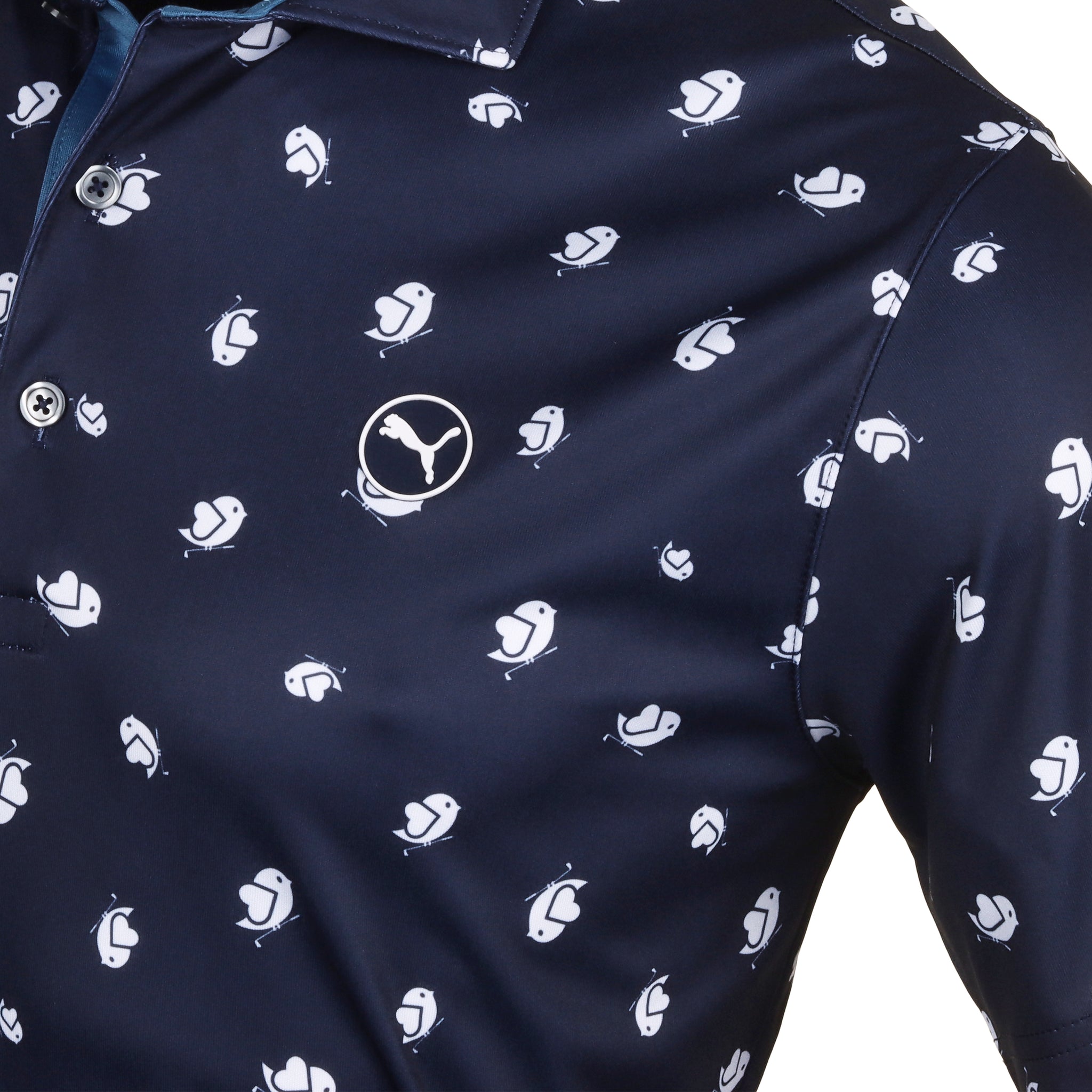 Puma Golf Pure Love Birdies Polo Shirt Deep Navy/White Glow 01