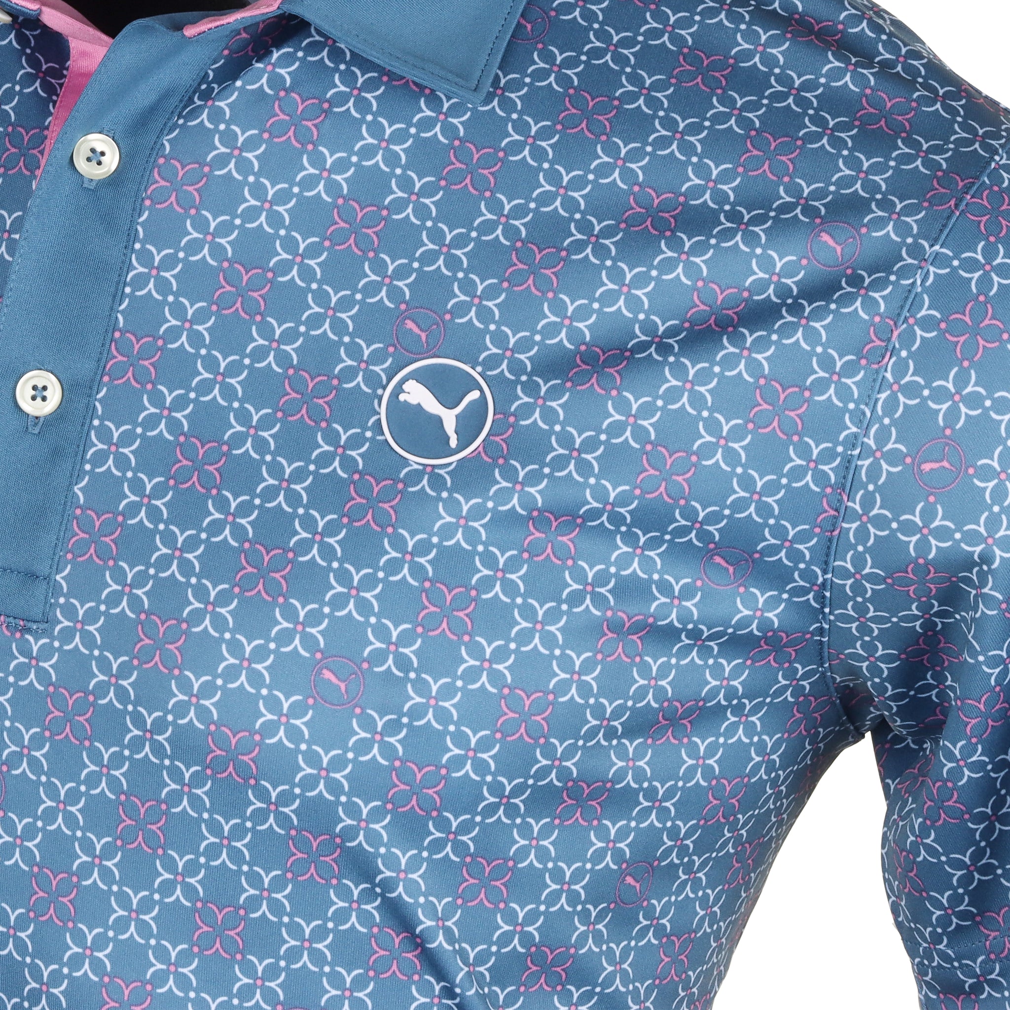 Puma Golf Pure Monogram Polo Shirt Blue Horizon/White Glow 06