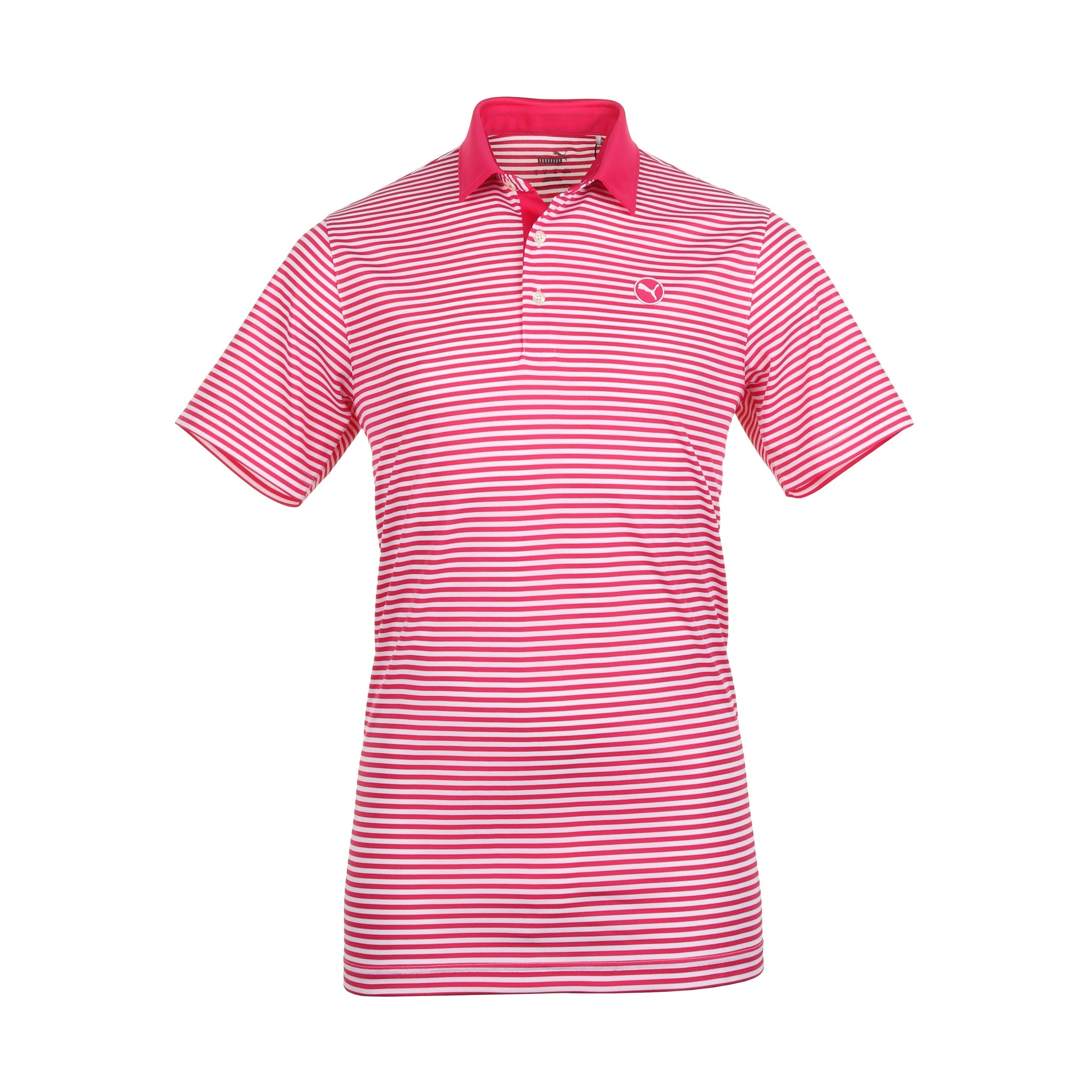 Puma Golf Pure Stripe Polo Shirt Garnet Rose/Puma White 03