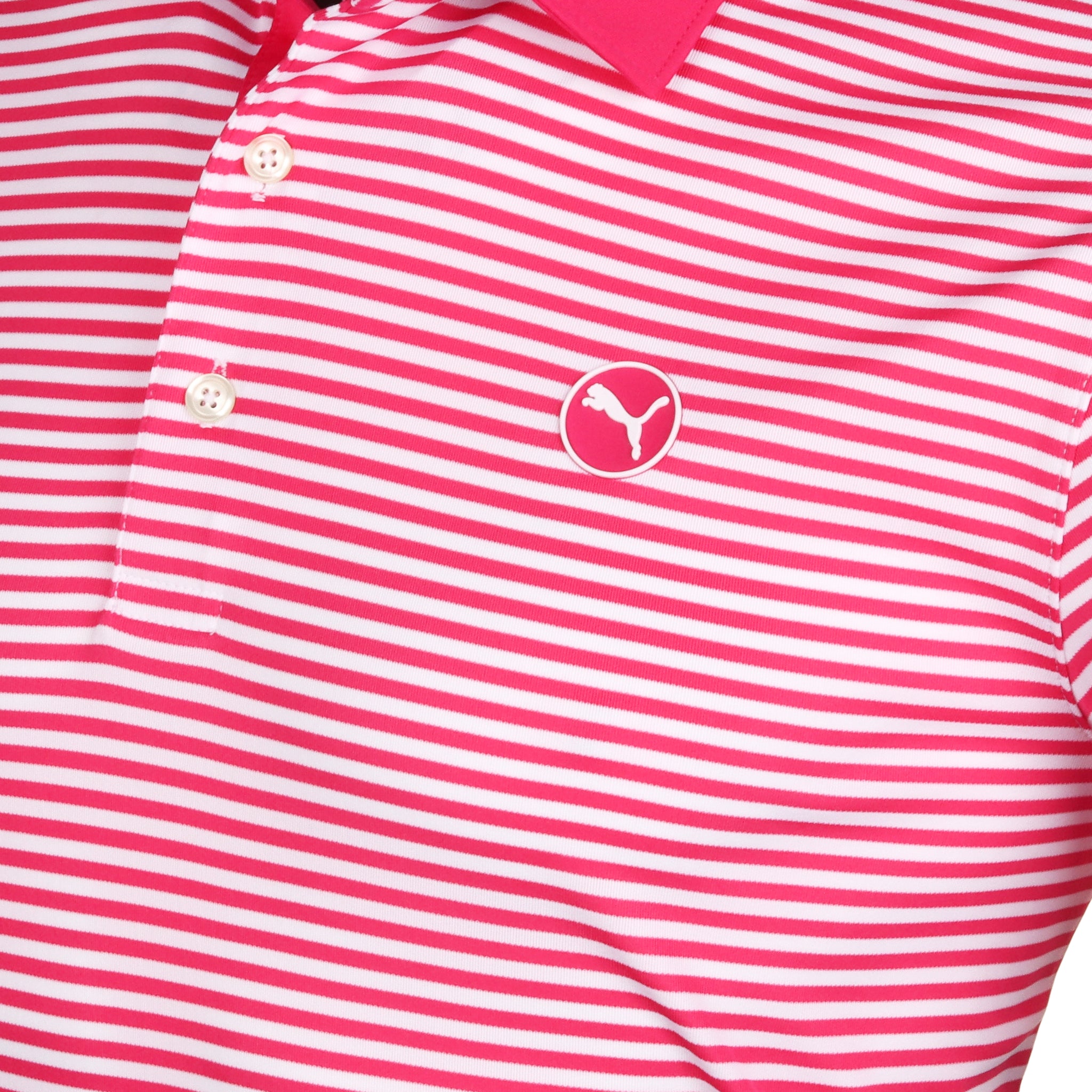 Puma Golf Pure Stripe Polo Shirt Garnet Rose/Puma White 03
