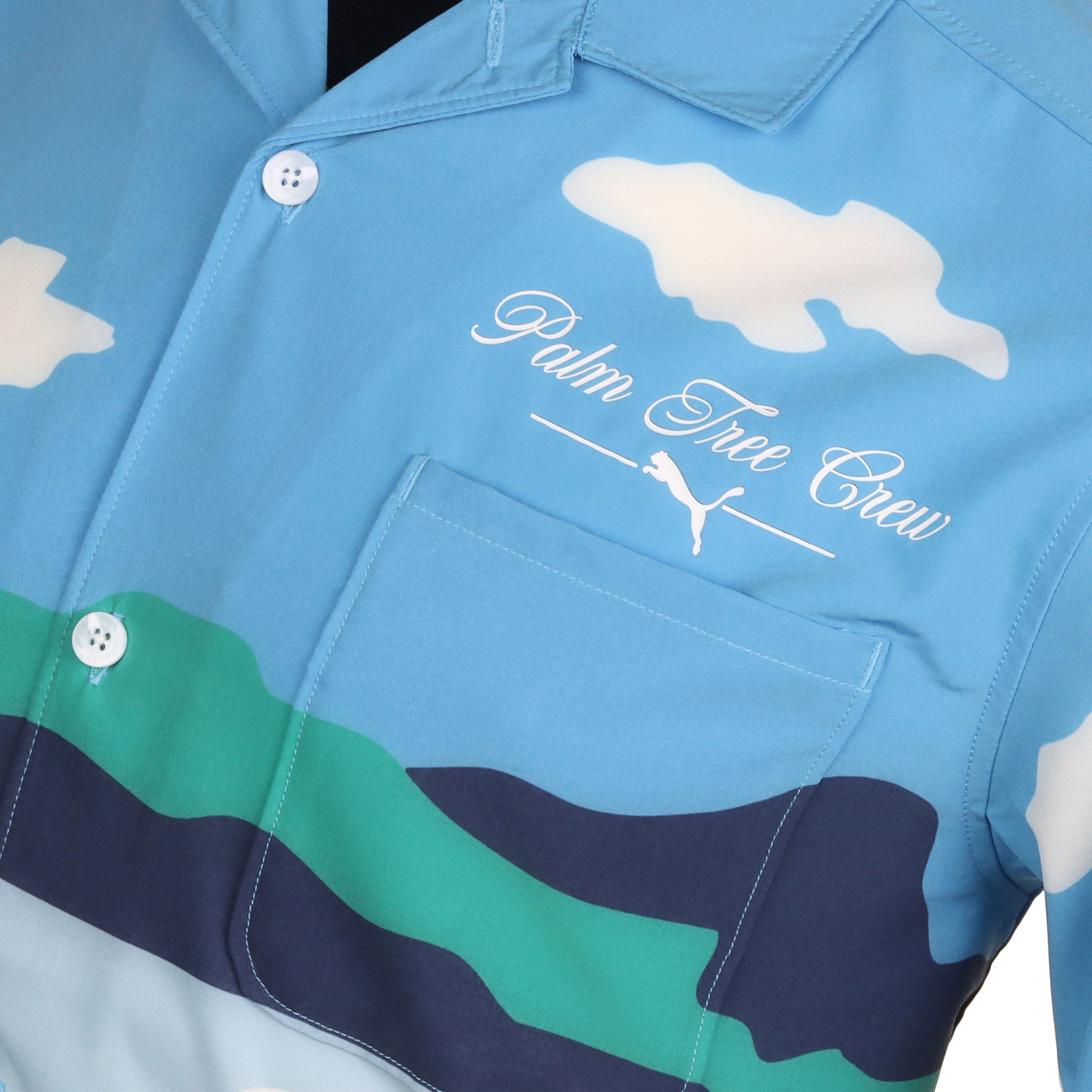 Puma Golf x PTC Open Collar Print Shirt Regal Blue 01