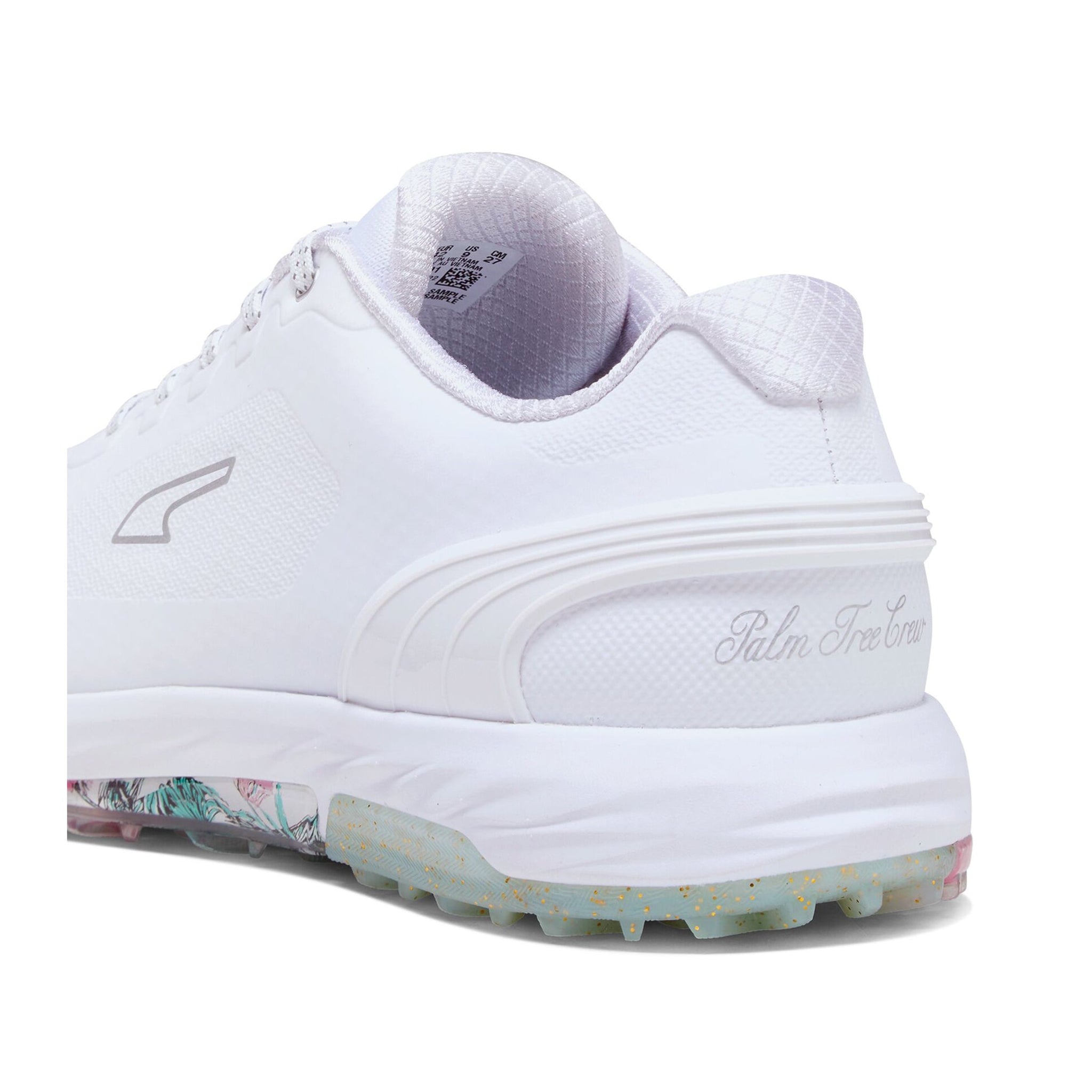 Puma x PTC Alphacat Nitro Golf Shoes White/Aqua Green/Pink 01