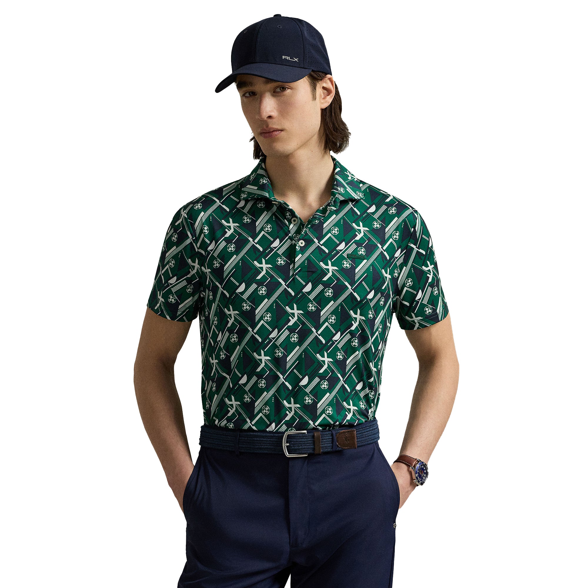 RLX Ralph Lauren Action Print Golf Polo Shirt - Kelly Green 001