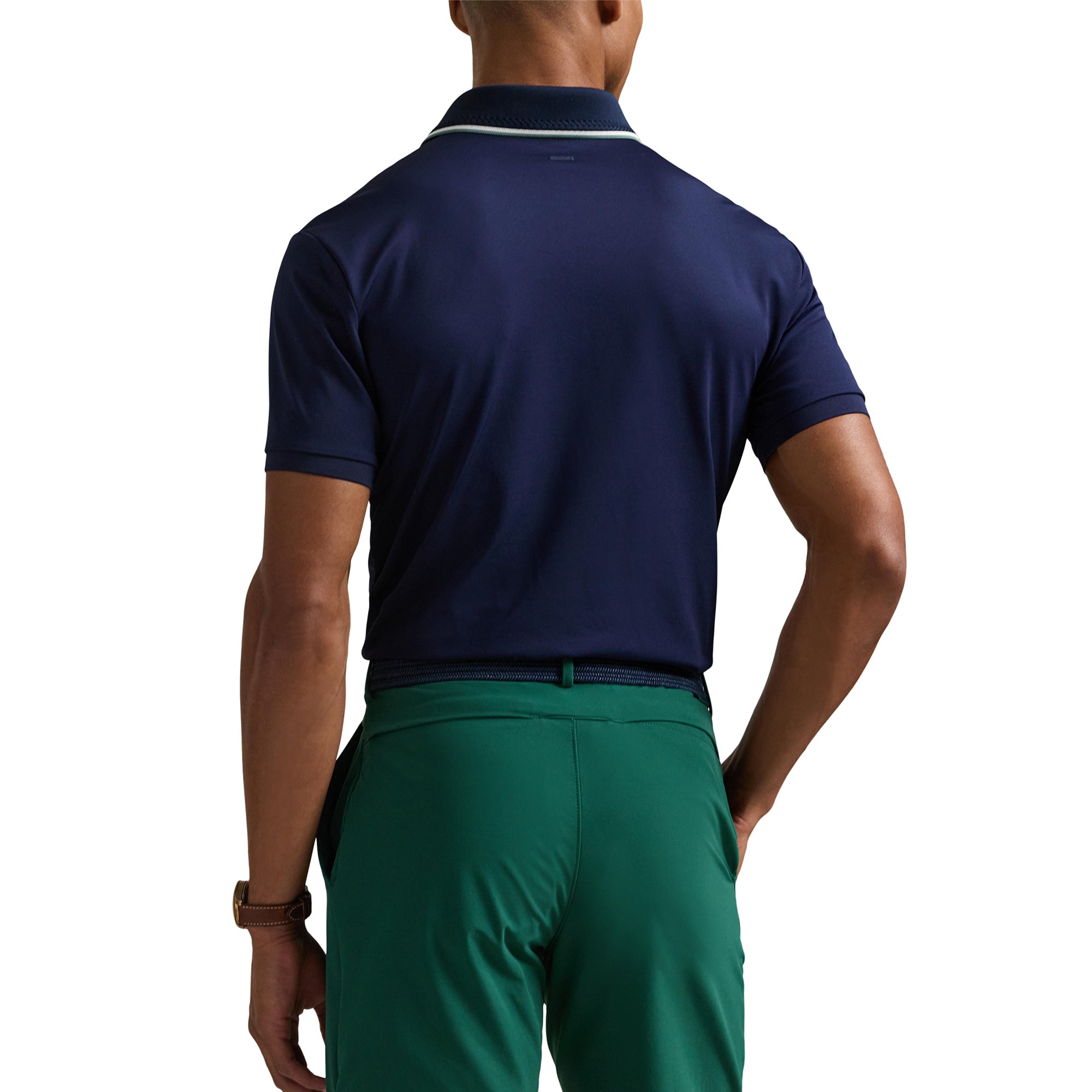 RLX Ralph Lauren Collar Trim Detail Pique Polo Shirt Refined Navy 001