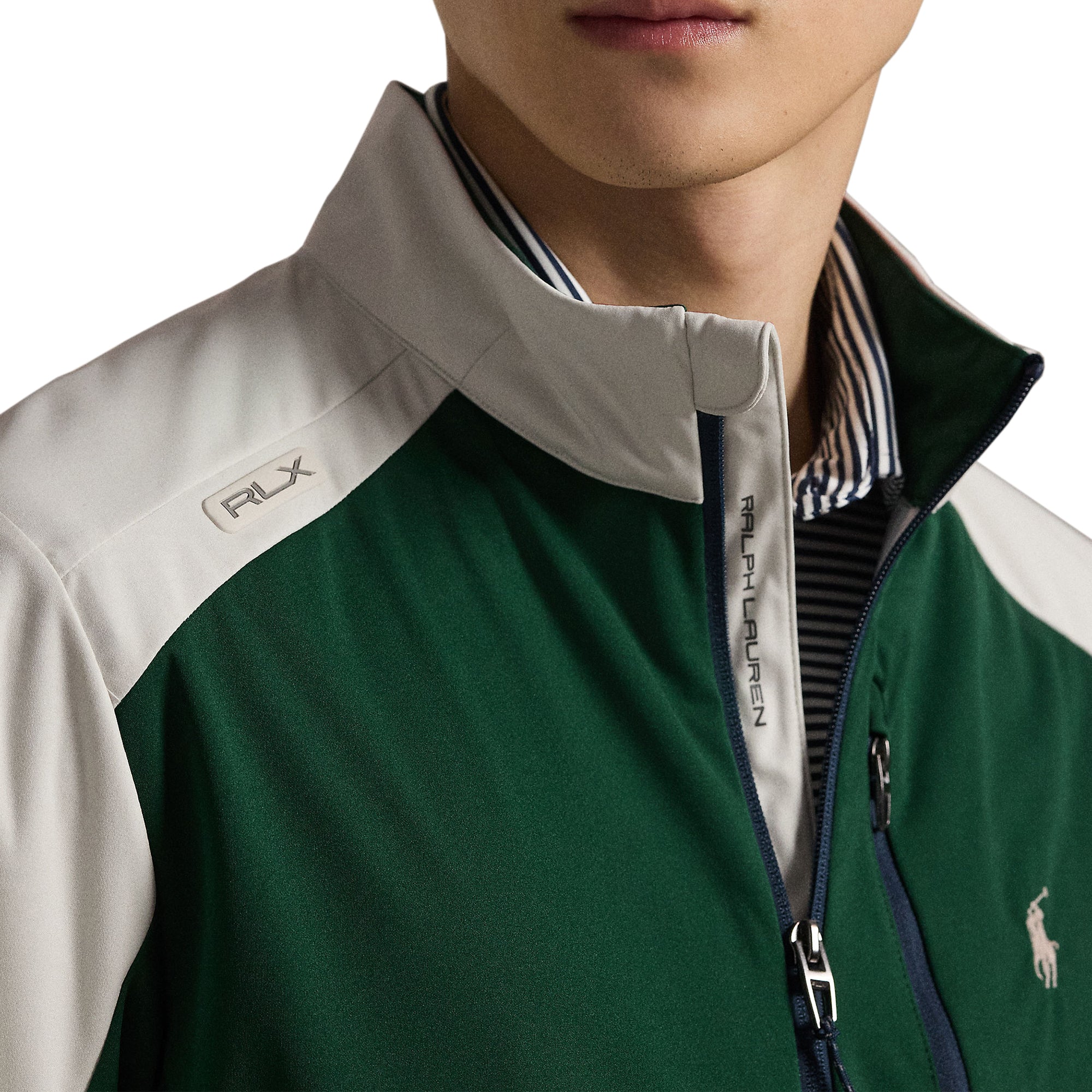 RLX Ralph Lauren Colour Block Packable Golf Jacket - Moss Agate