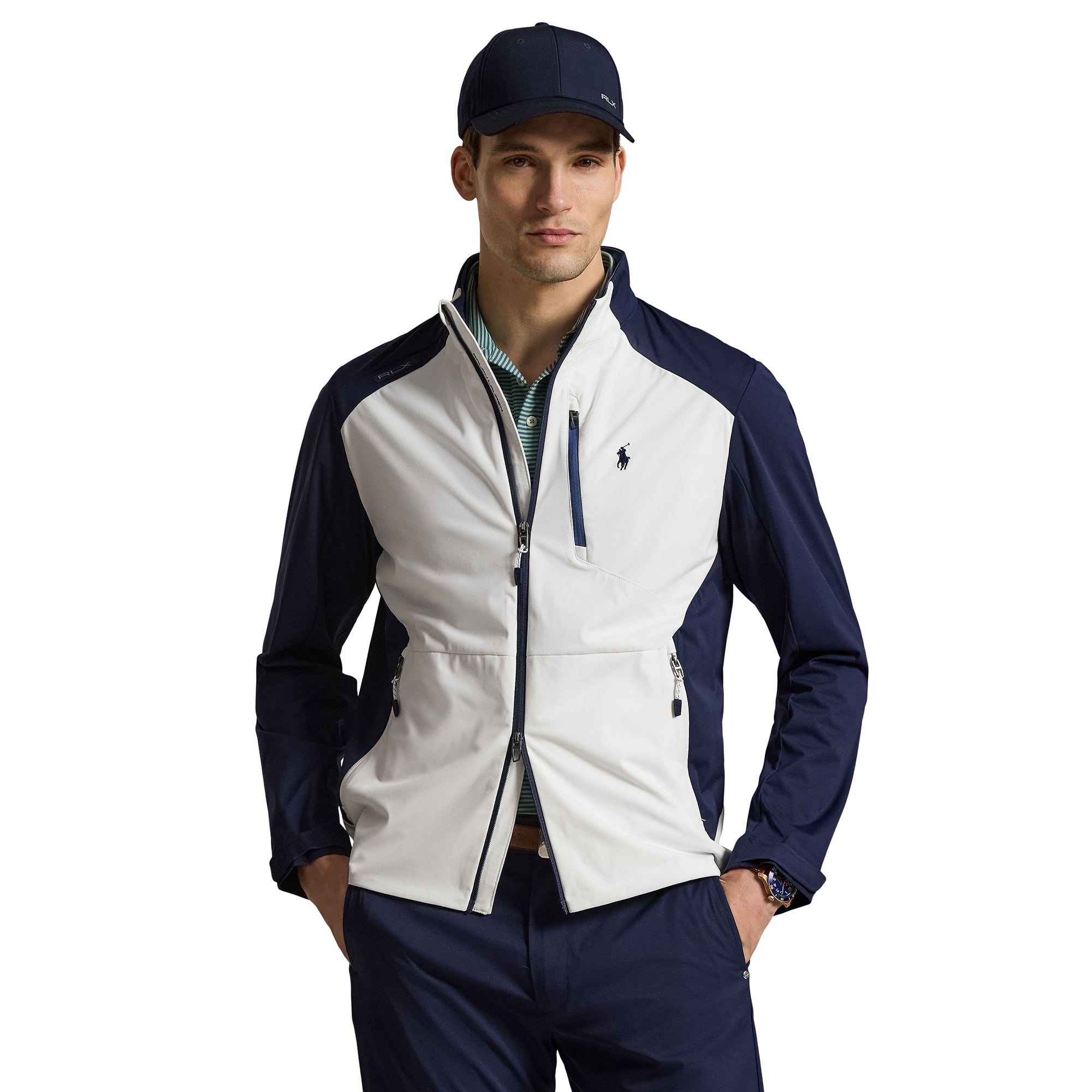 RLX Ralph Lauren Colour Block Packable Jacket - Kelly Green Multi
