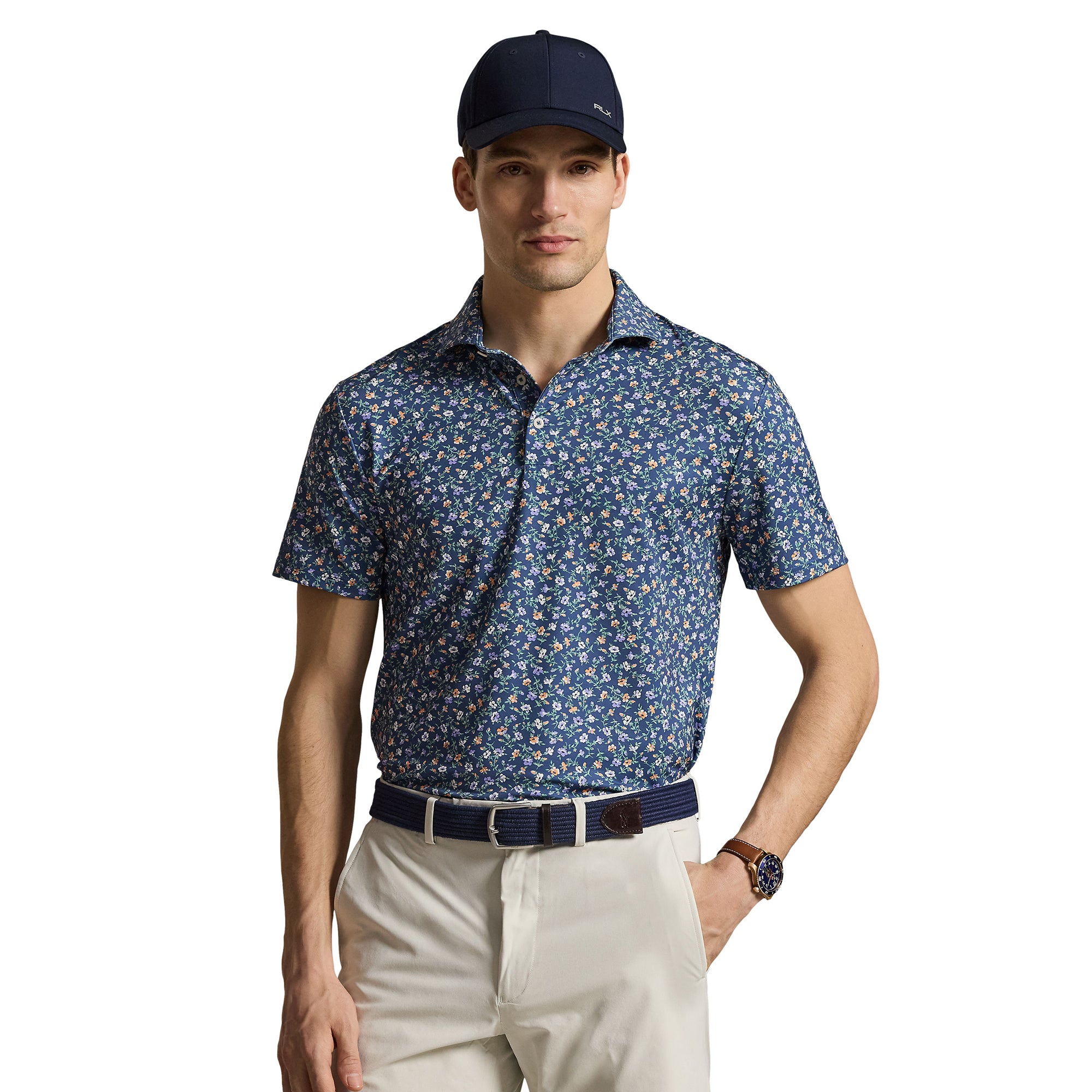 RLX Ralph Lauren Hollyhock Floral Golf Polo Shirt - Old Royal 001