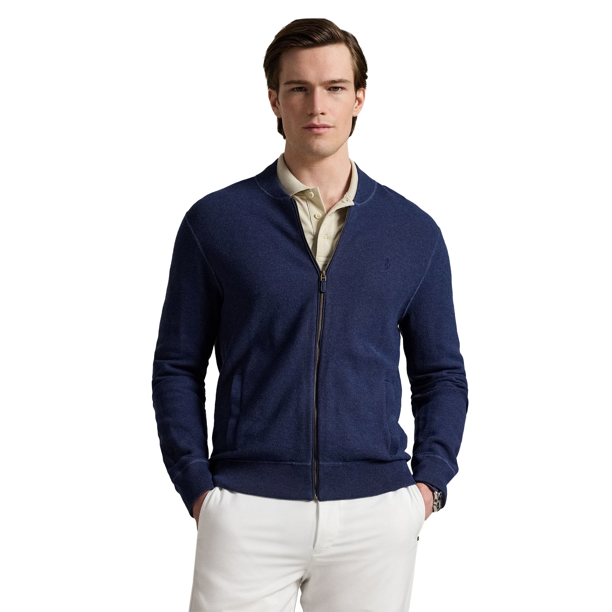 RLX Ralph Lauren Mesh Knit Full Zip Sweater - Refined Navy 001