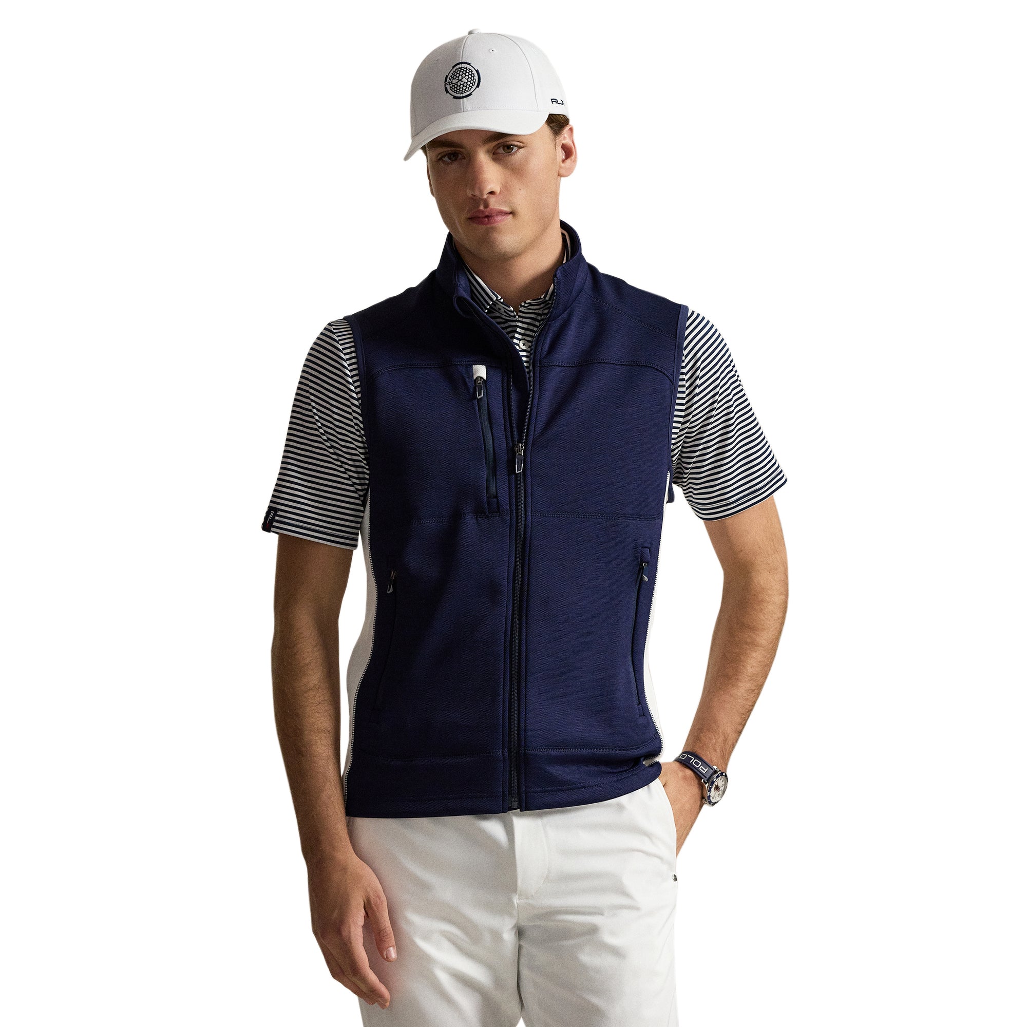 RLX Ralph Lauren Stretch Double Knit Full Zip Vest Refined Navy 001