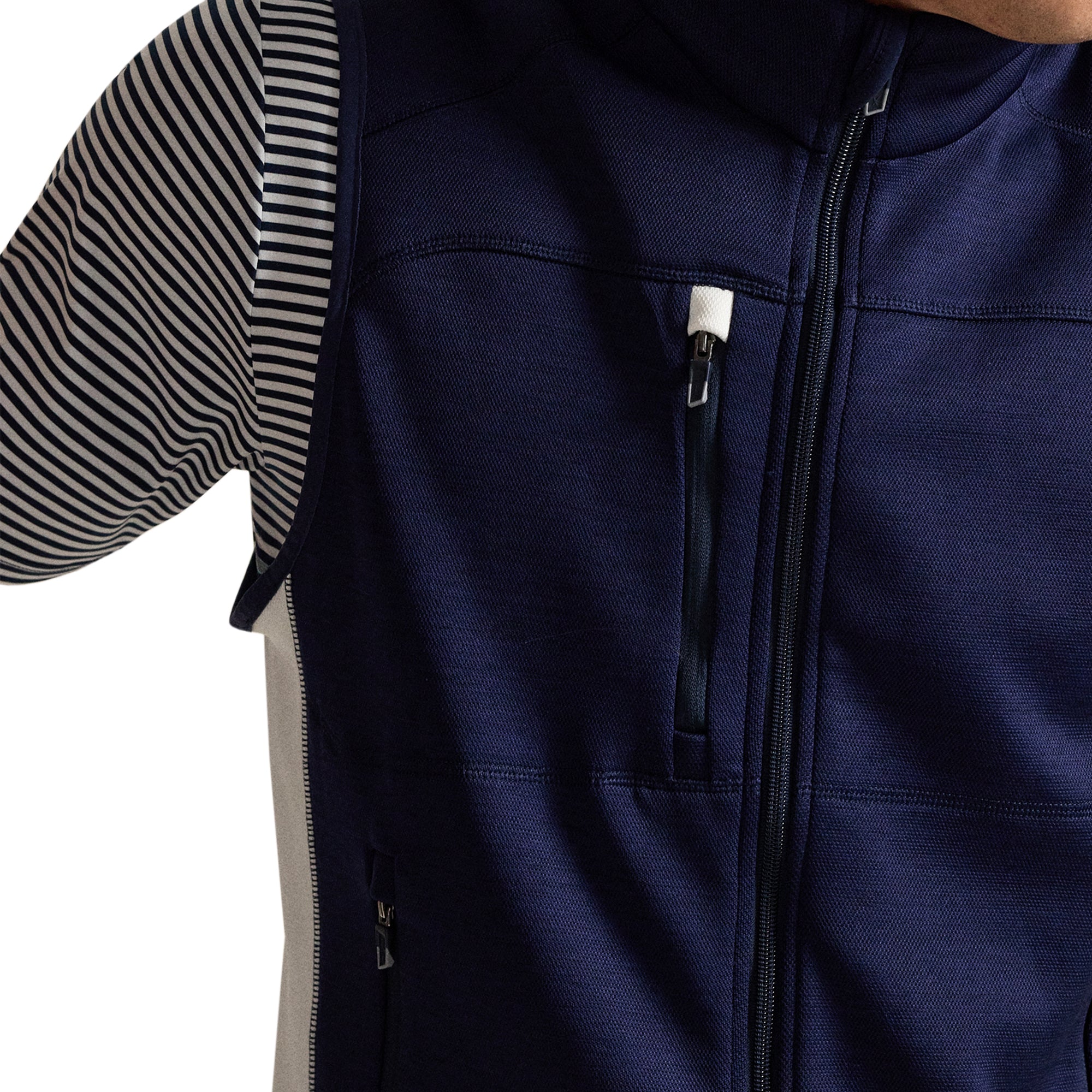 RLX Ralph Lauren Stretch Double Knit Full Zip Vest Refined Navy 001