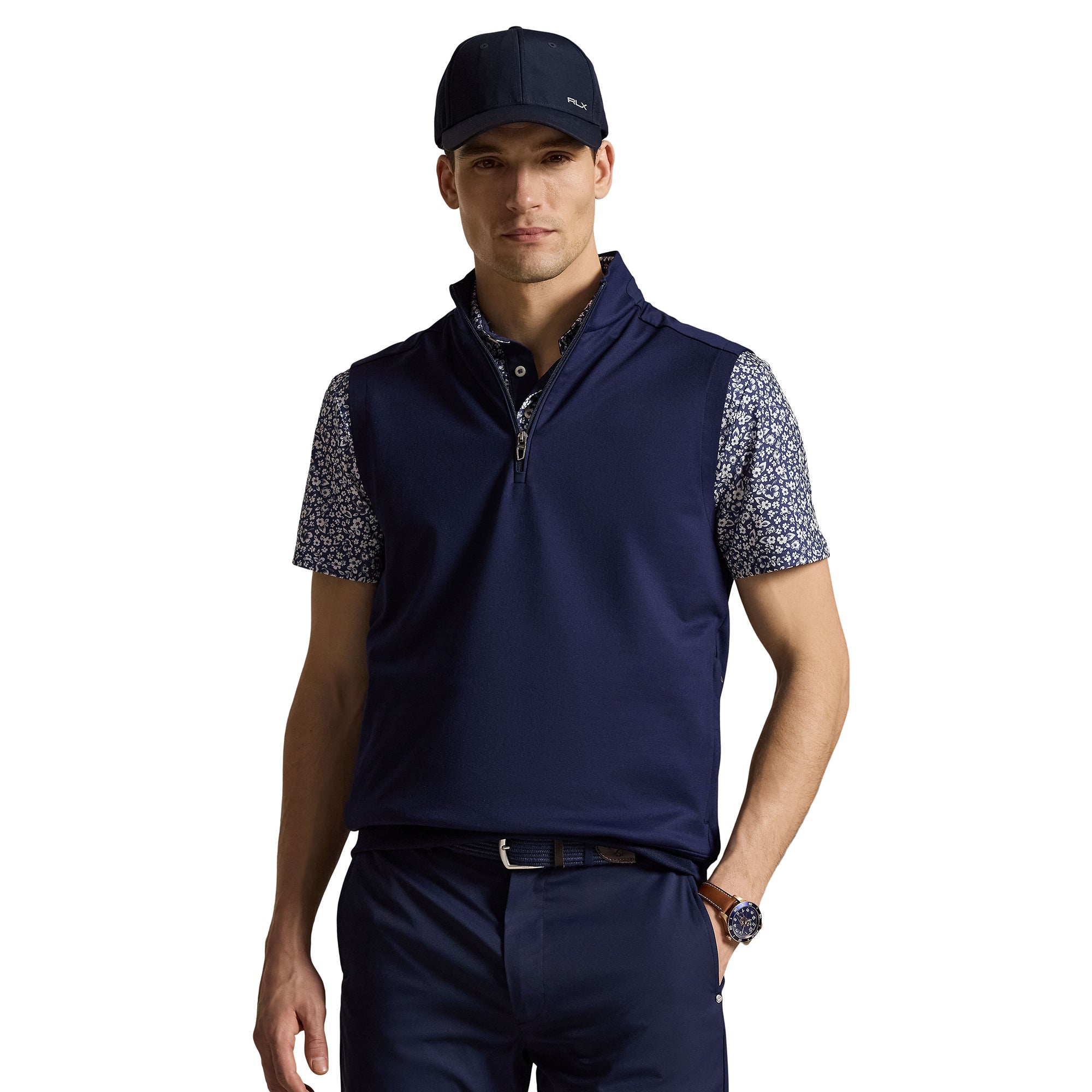 RLX Ralph Lauren Stretch Jersey 1/4 Zip Vest - Refined Navy 002