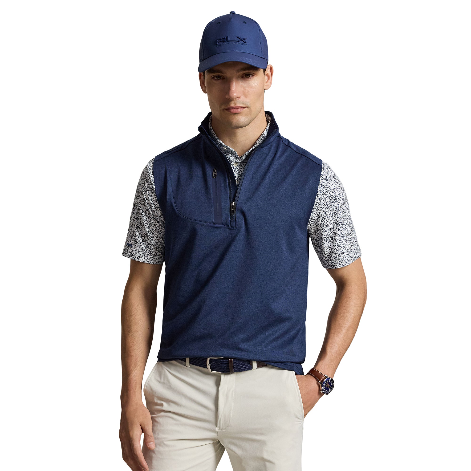 RLX Ralph Lauren Stretch Jersey 1/4 Zip Golf Vest - Refined Navy