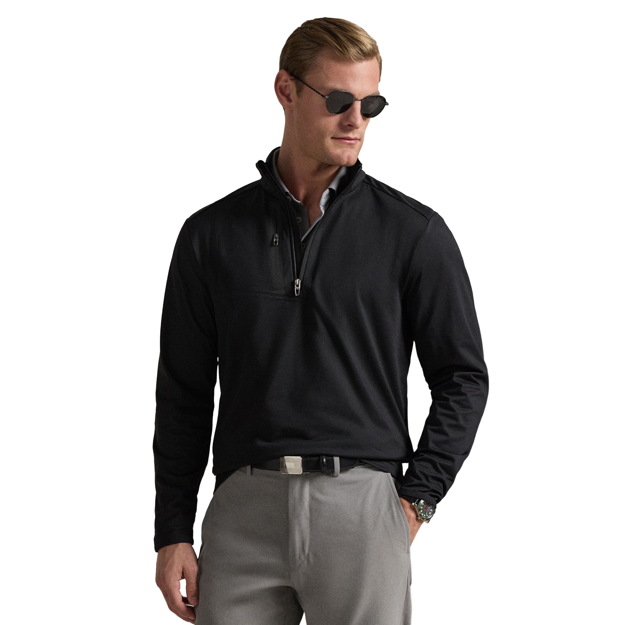 RLX Ralph Lauren Stretch Jersey Half Zip - Polo Black 001