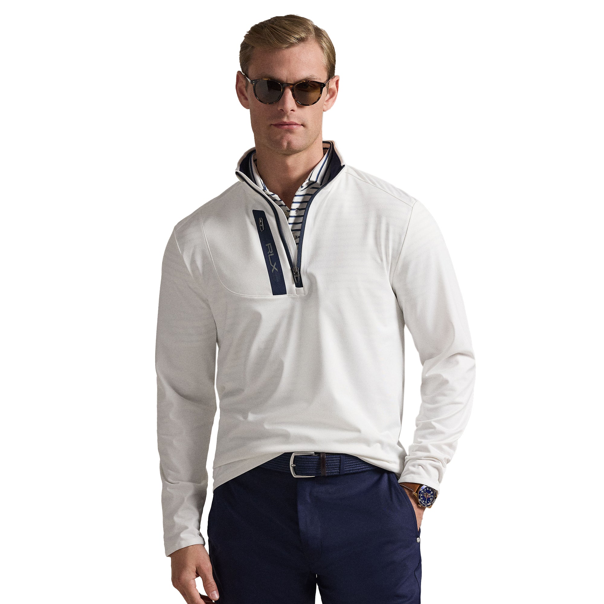 RLX Ralph Lauren Stretch Jersey Half Zip - Ceramic White 008