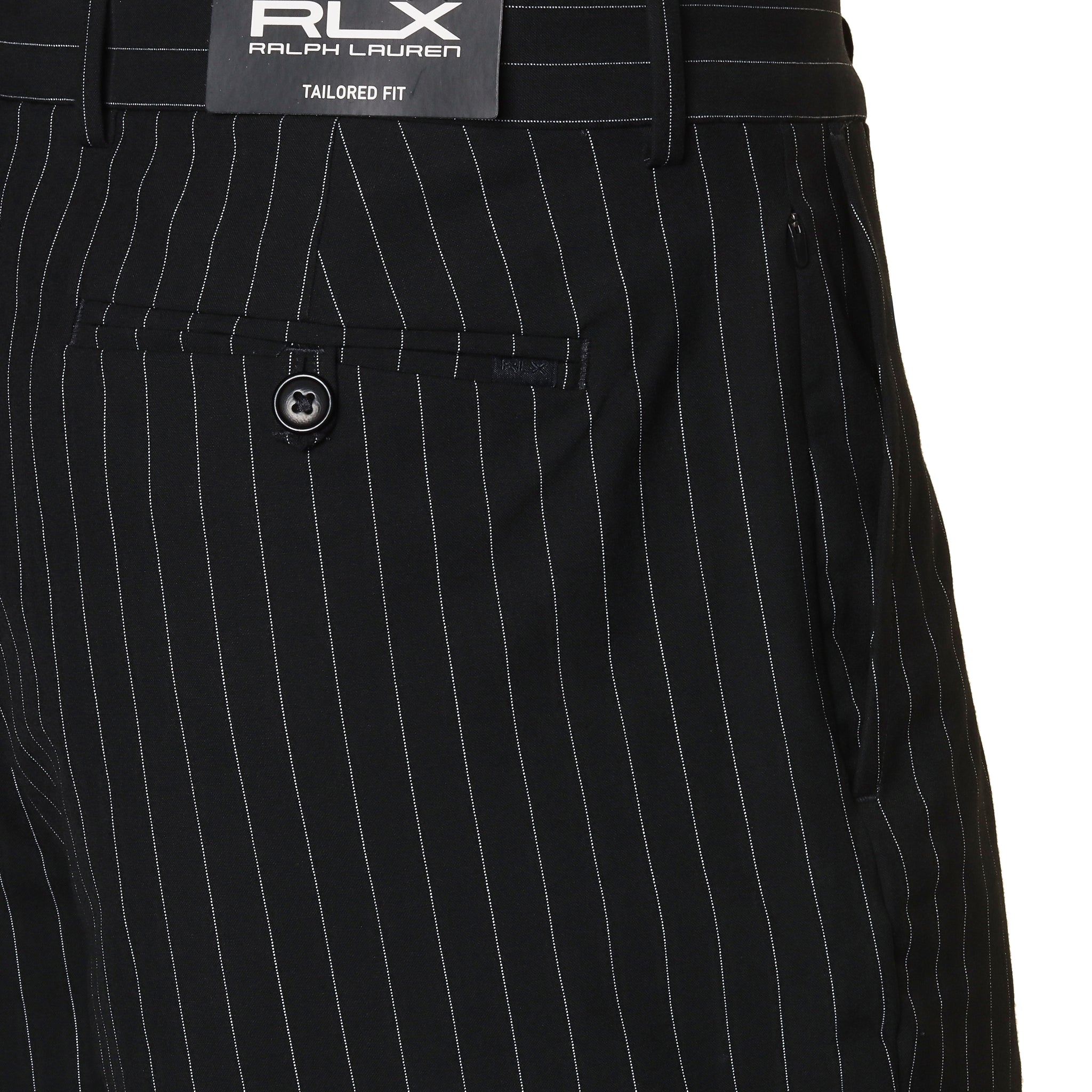 RLX Ralph Lauren Stretch Tailored Fit Shorts Polo Black Pinstripe 001