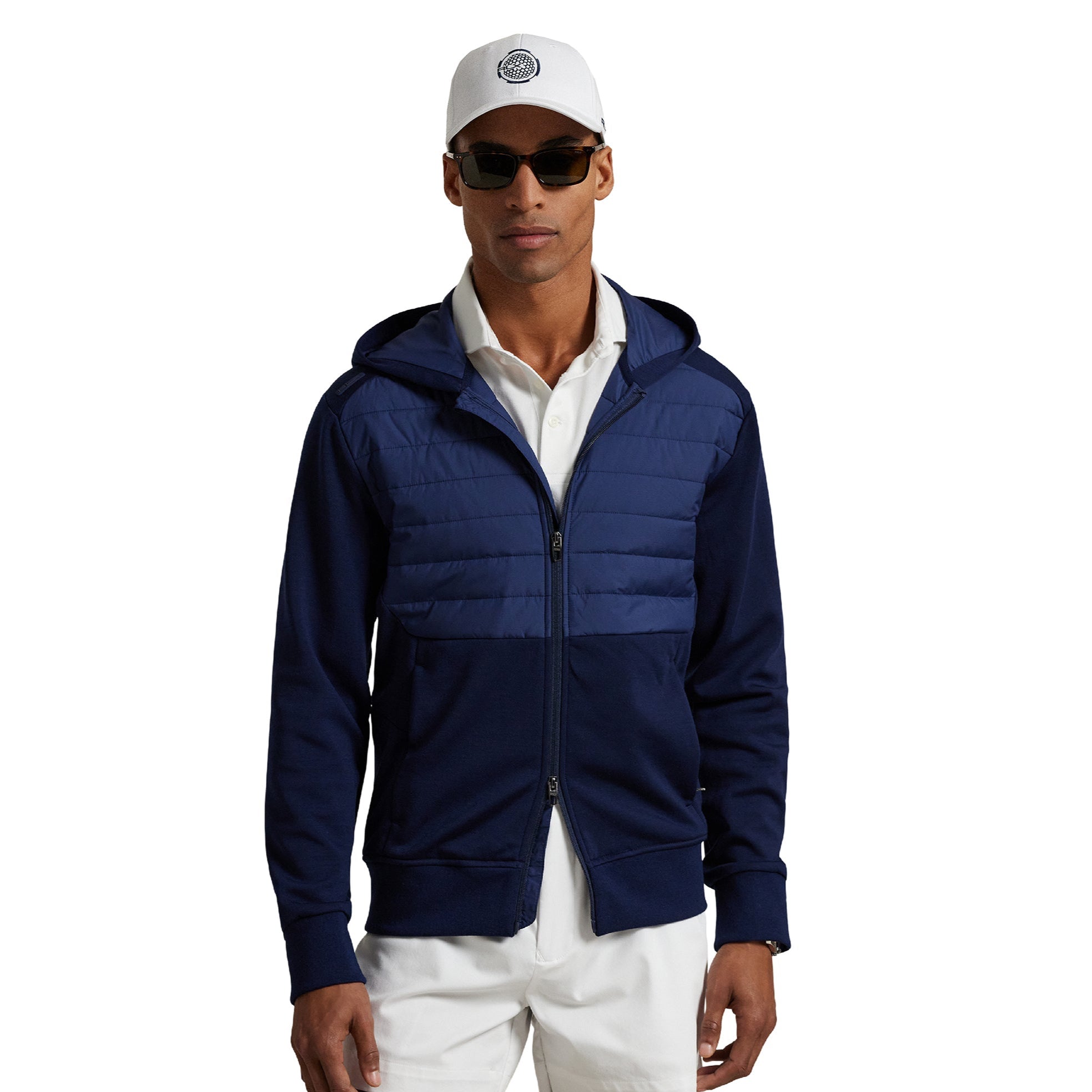RLX Ralph Lauren Hybrid Full Zip Hoodie - Peak Grey/Navy 001
