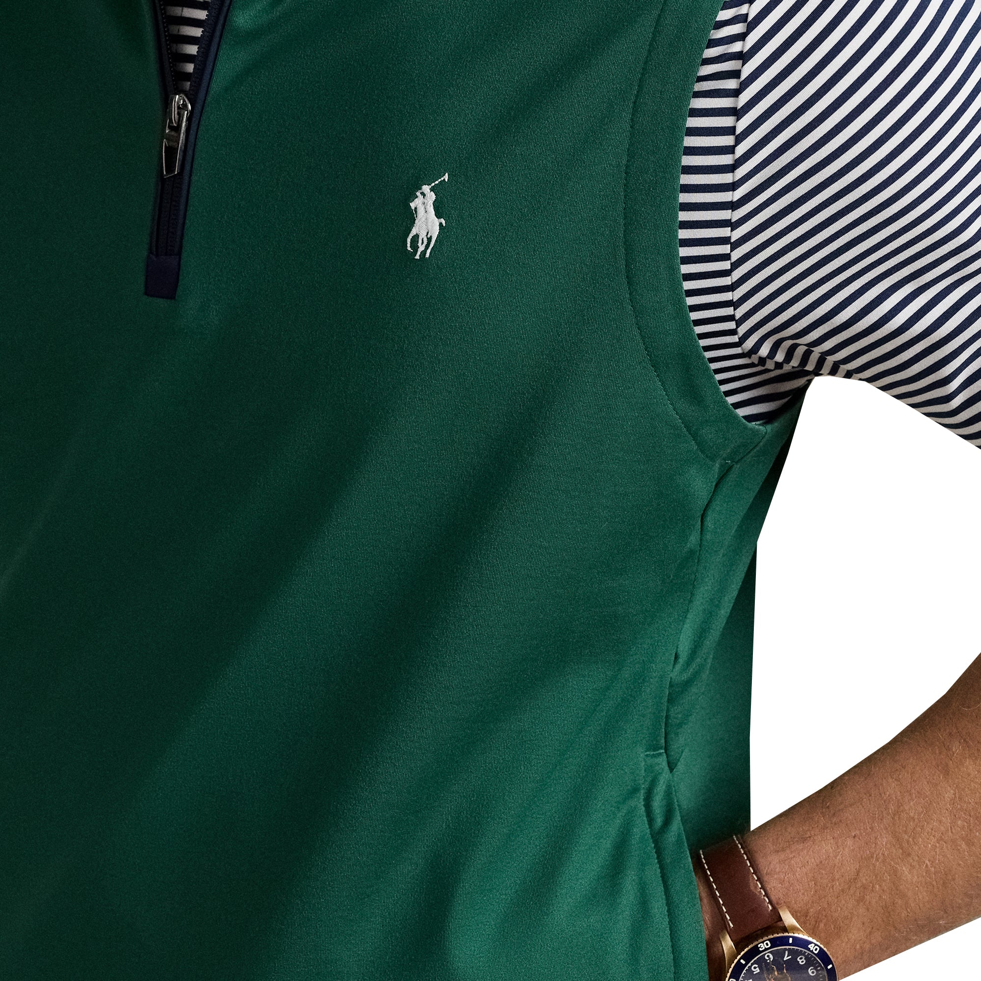 RLX Ralph Lauren Stretch Jersey 1/4 Zip Vest - Kelly Green 003 ...