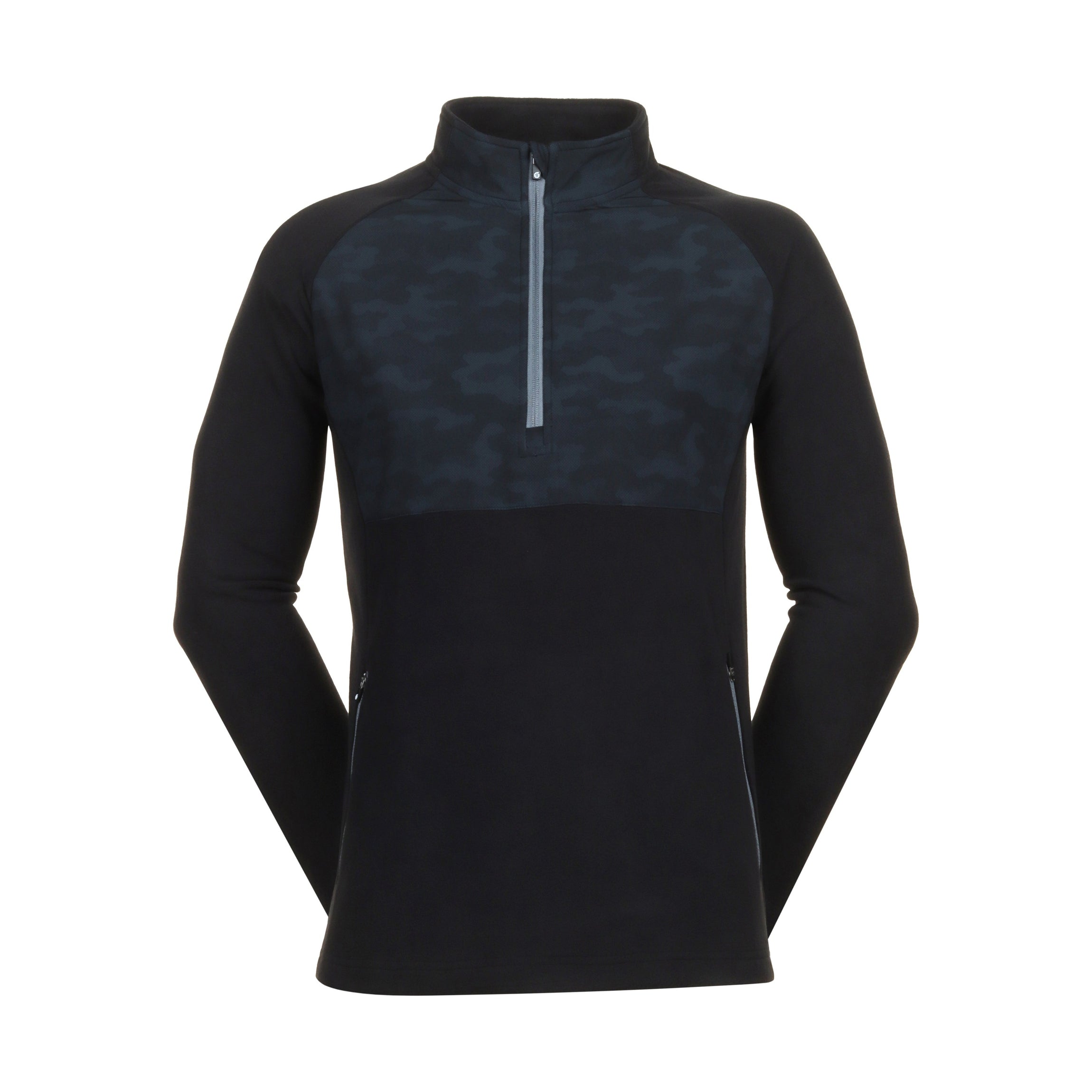 Sunderland Golf Sahara Fleece Zip Top - Black Camo/Gunmetal