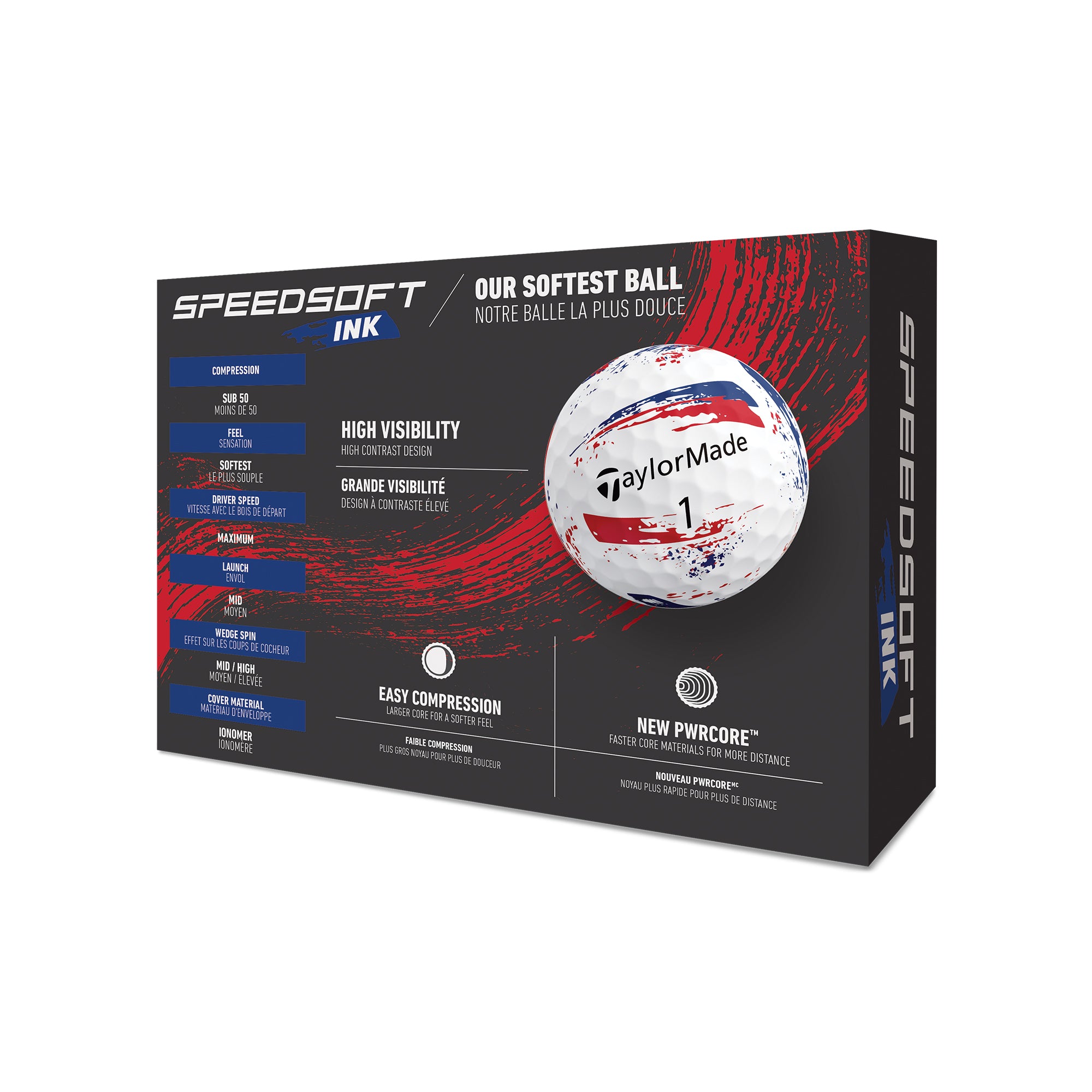 TaylorMade SpeedSoft Ink Golf Balls - Blue/Red - M10829 - Function18