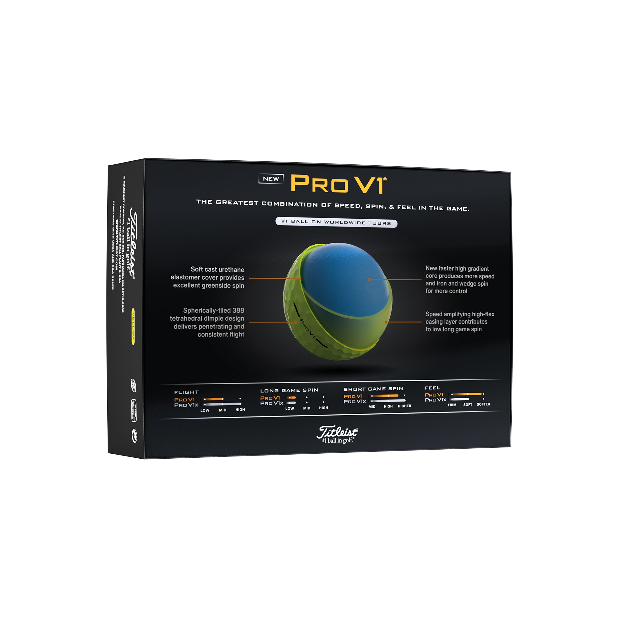 Titleist Pro V1 Golf Balls 2025 Yellow